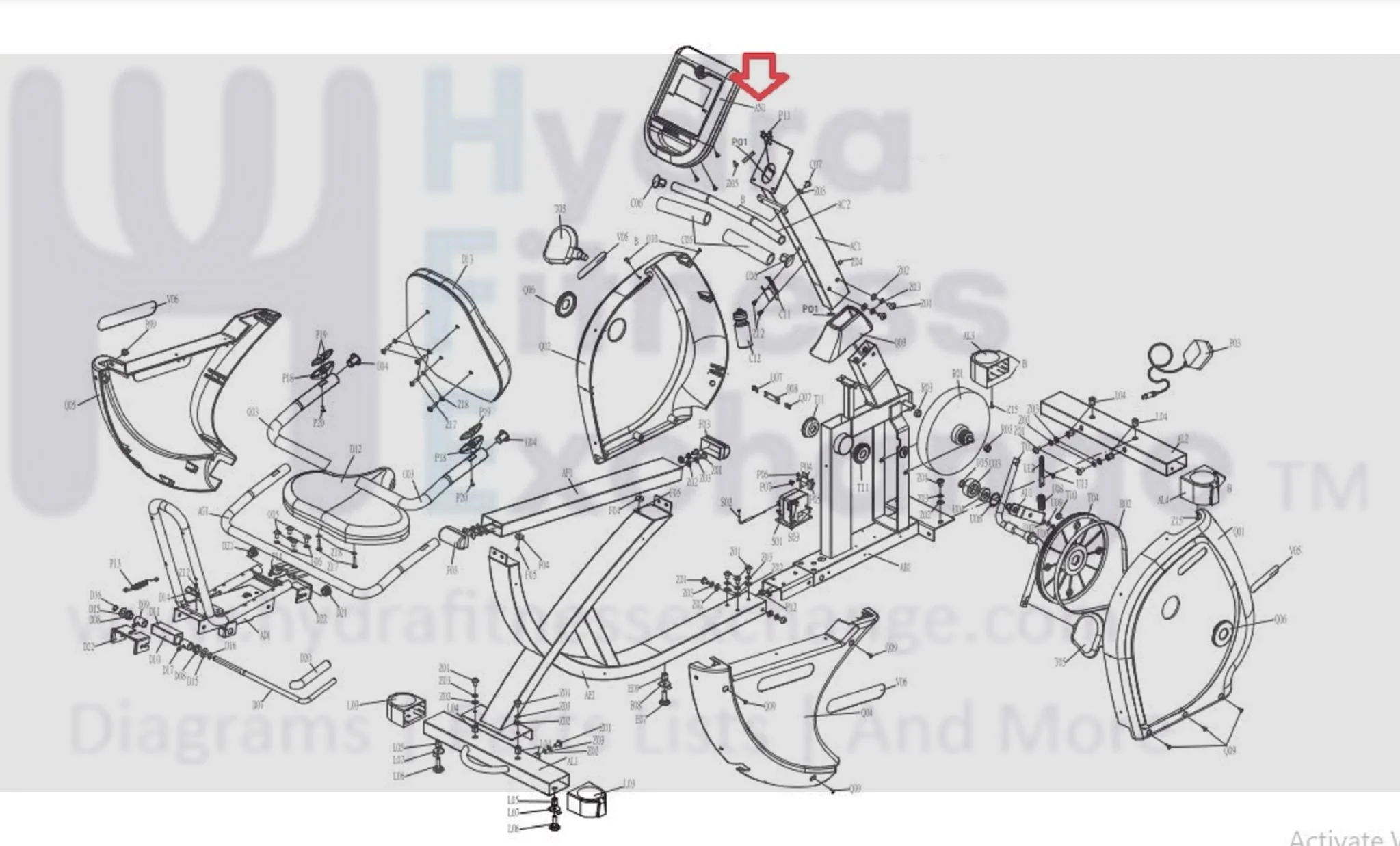 Horizon Fitness RC30 - RB121 Stationary Bike Display Console Assembly 080961 - Image 2