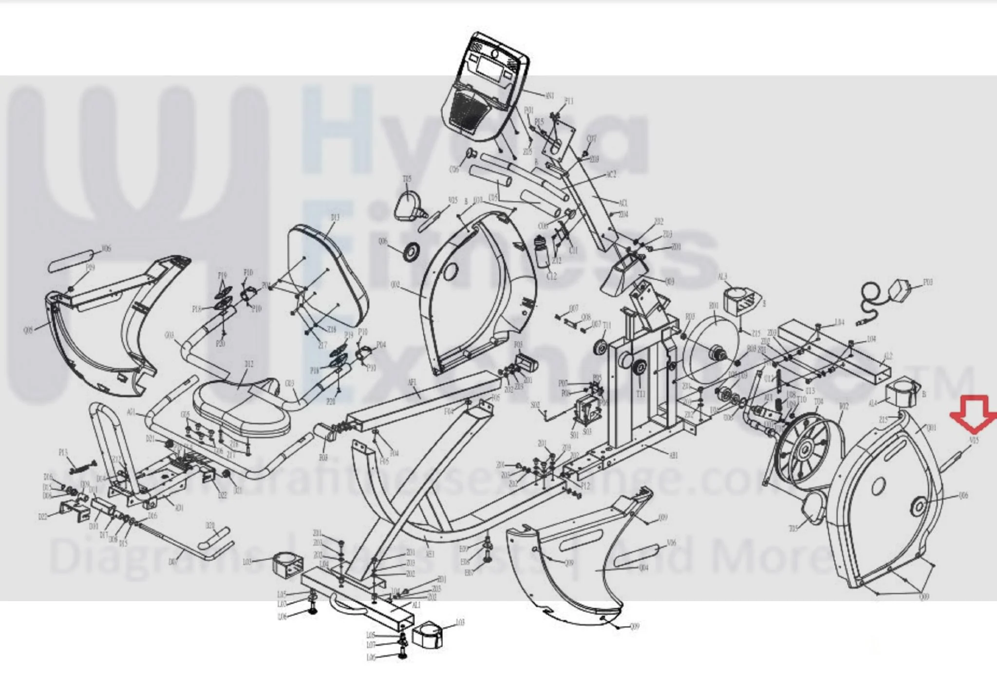 Horizon Fitness RC40 - RB122C Stationary Bike Front Side Cover Decal 079892 - Image 3