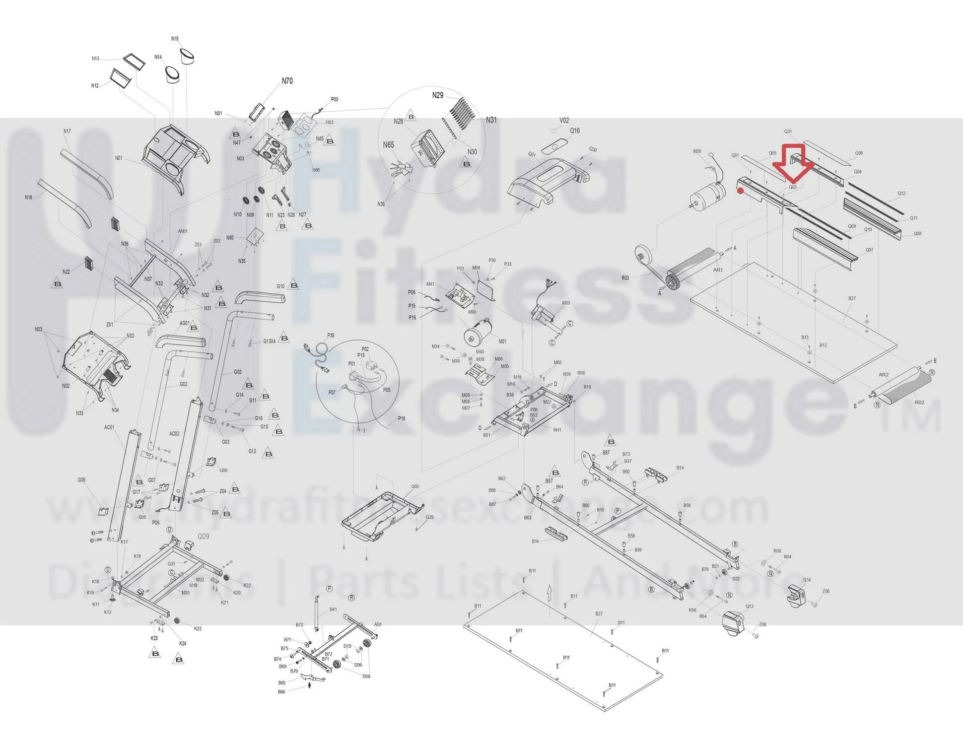 Horizon Fitness Rct7.6 Treadmill Left Front Side Rail 058162-AAX - Image 3
