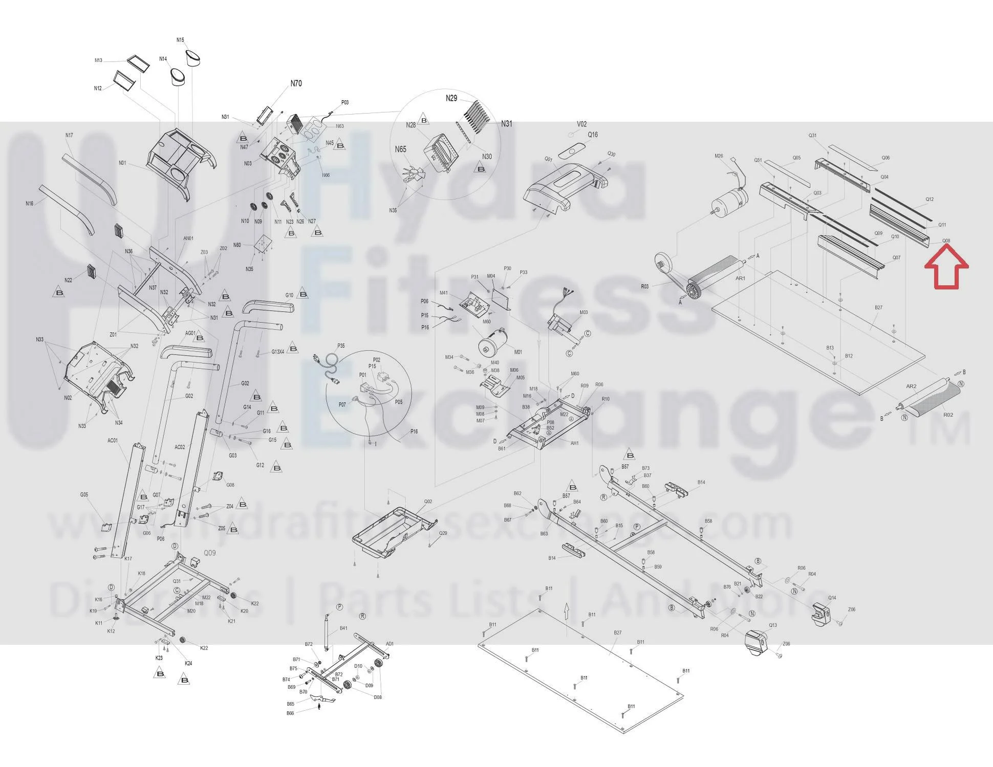 Horizon Fitness RCT7.6 Treadmill Right Rear Side Rail 058164-AA - Image 3