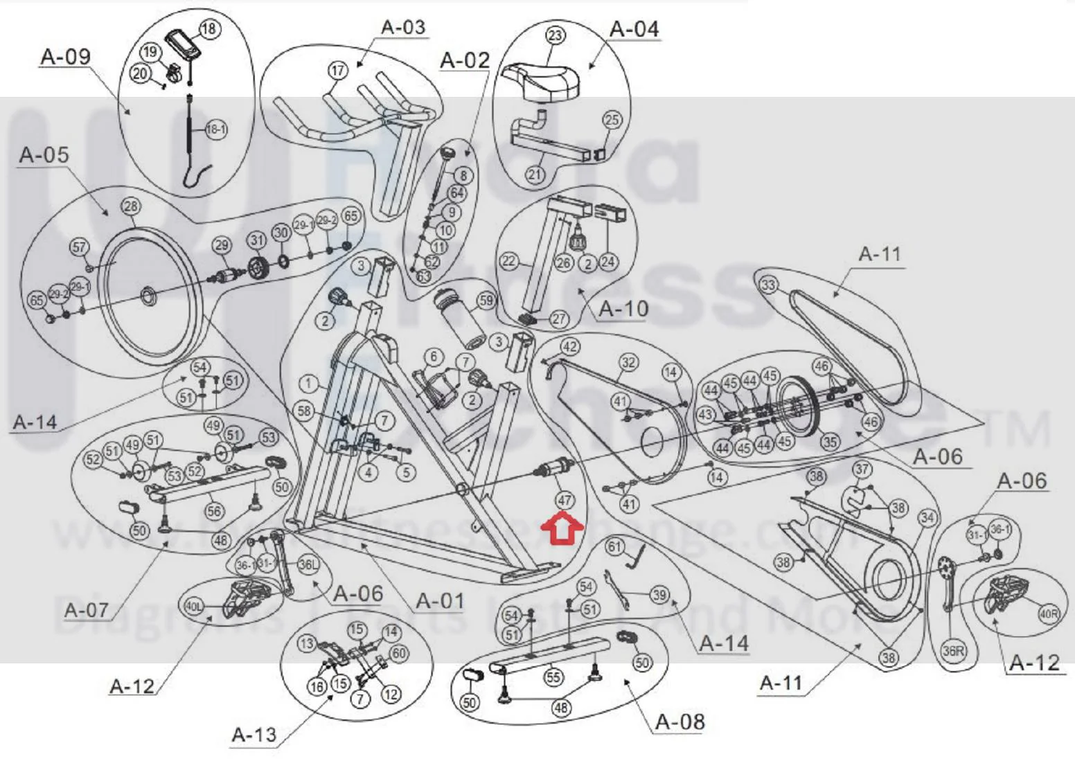 Horizon Fitness Stationary Bike Bottom Bracket MFR-ZY-F-02 1000204266 - Image 2