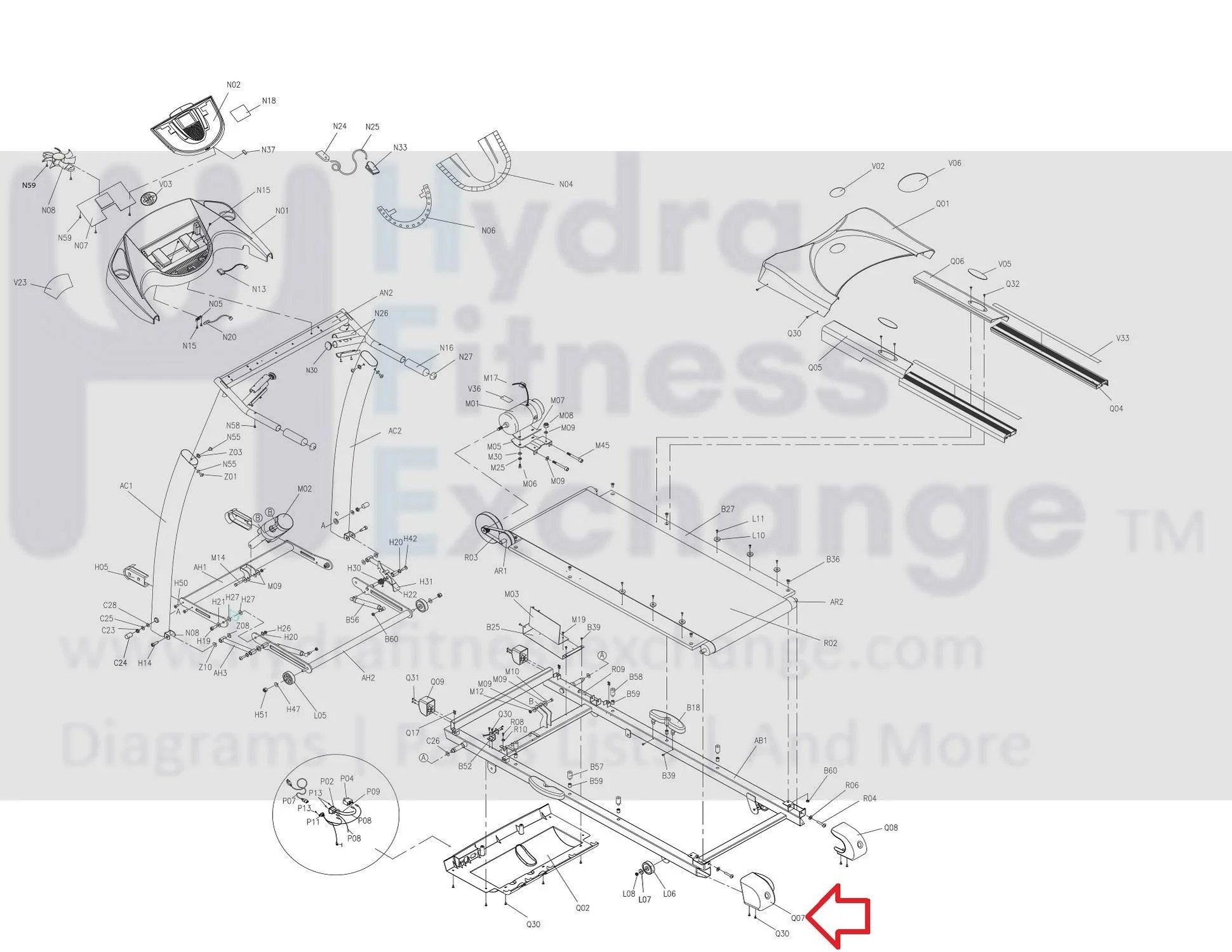 Horizon Fitness Smooth TM119 CSt3 Treadmill Left Foot Rail End Cap 001339-DA - Image 3
