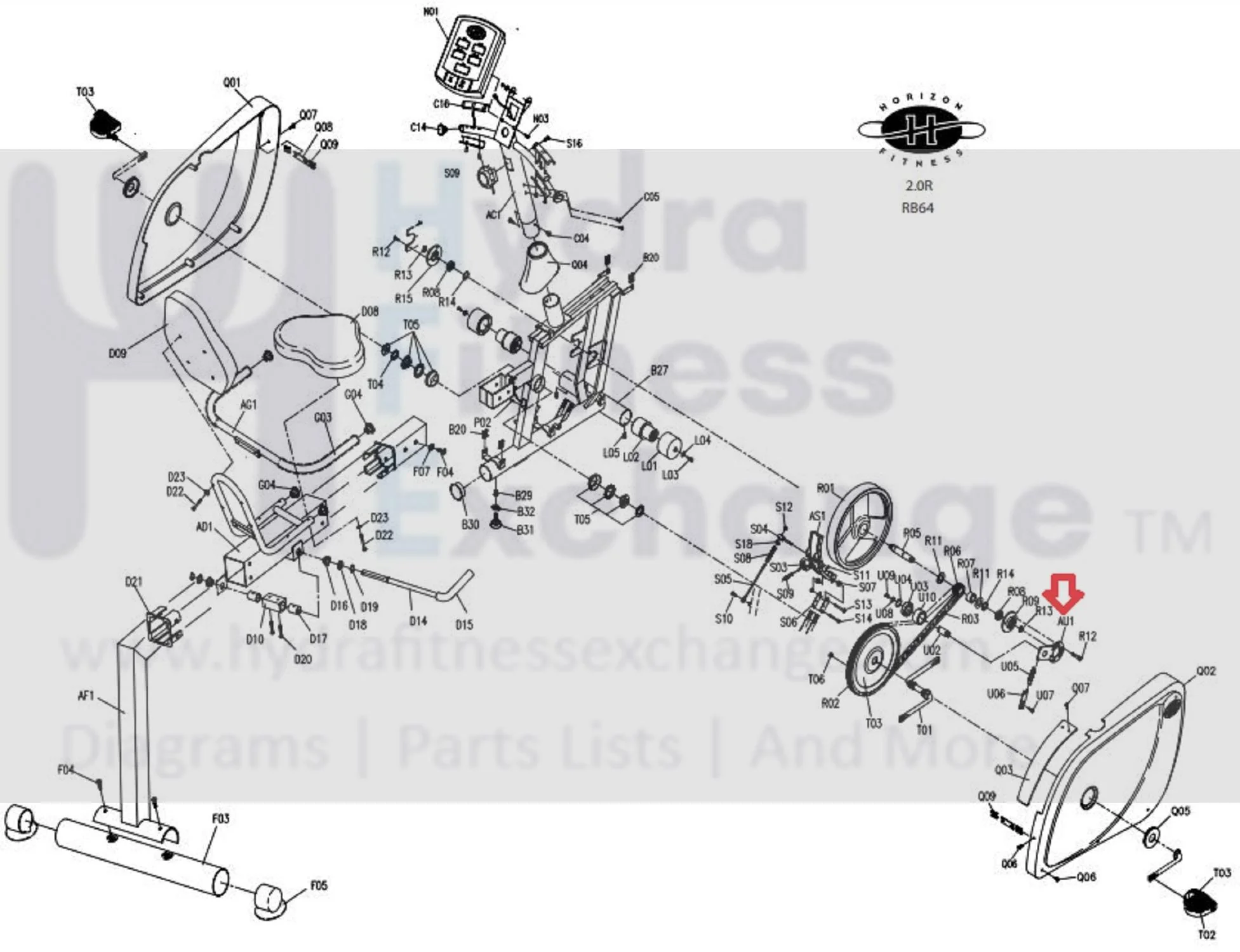 Horizon Fitness Stationary Bike Belt Idler Pulley Tensioner Assembly 013387-Z - Image 2