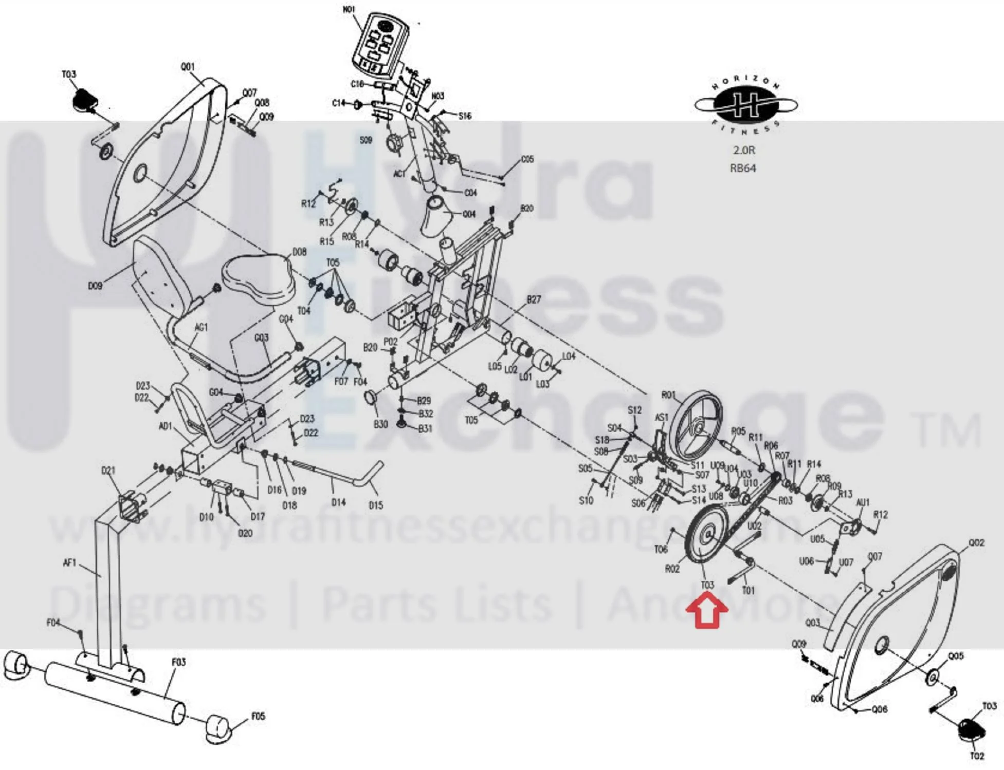 Horizon Fitness Stationary Bike Pedal Axle Flywheel 016008-Z - Image 2