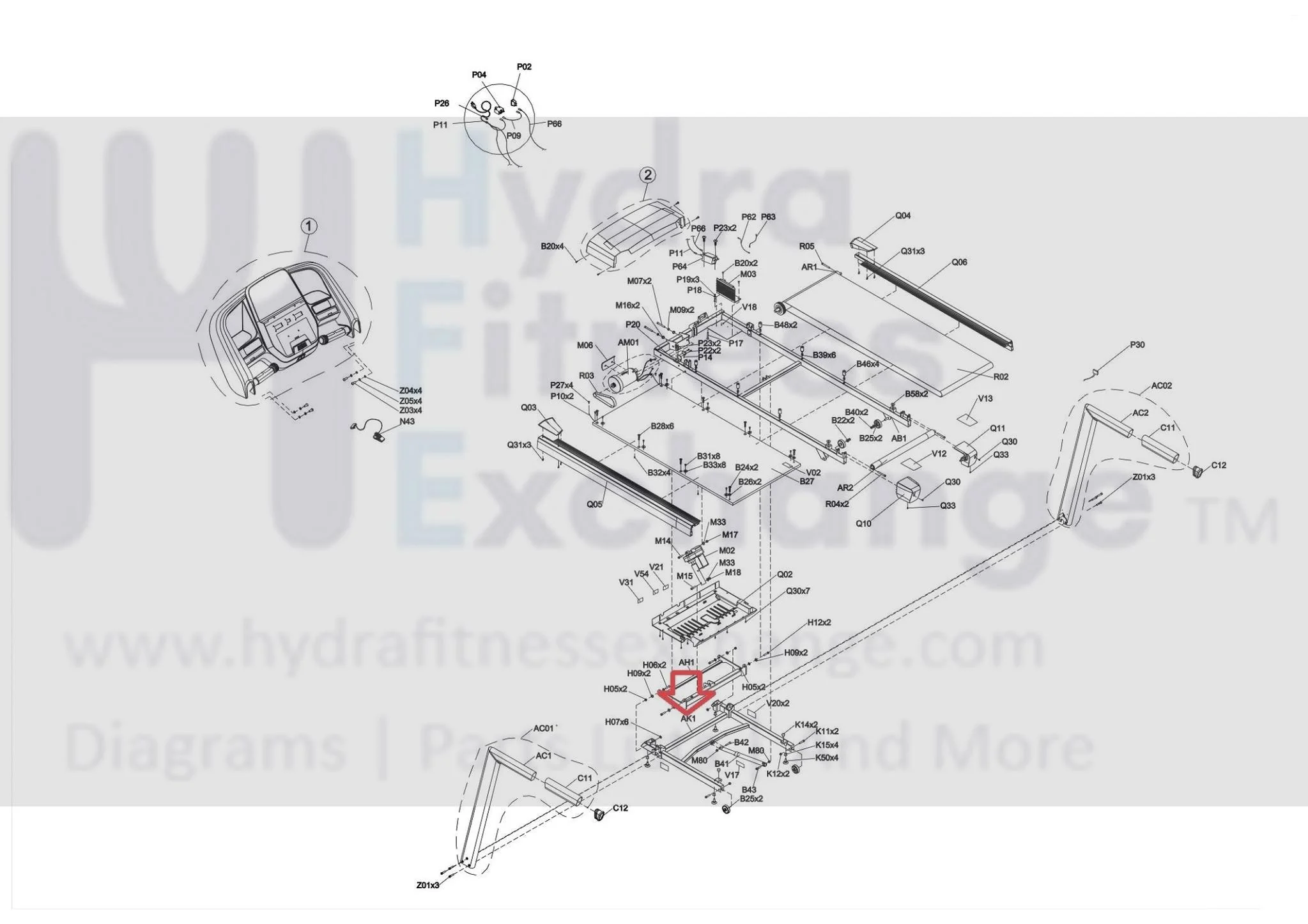Horizon Fitness T101-07 TM1020 PTM1020 PTM1020B Treadmill Base Frame Set 1000455736 - Image 2