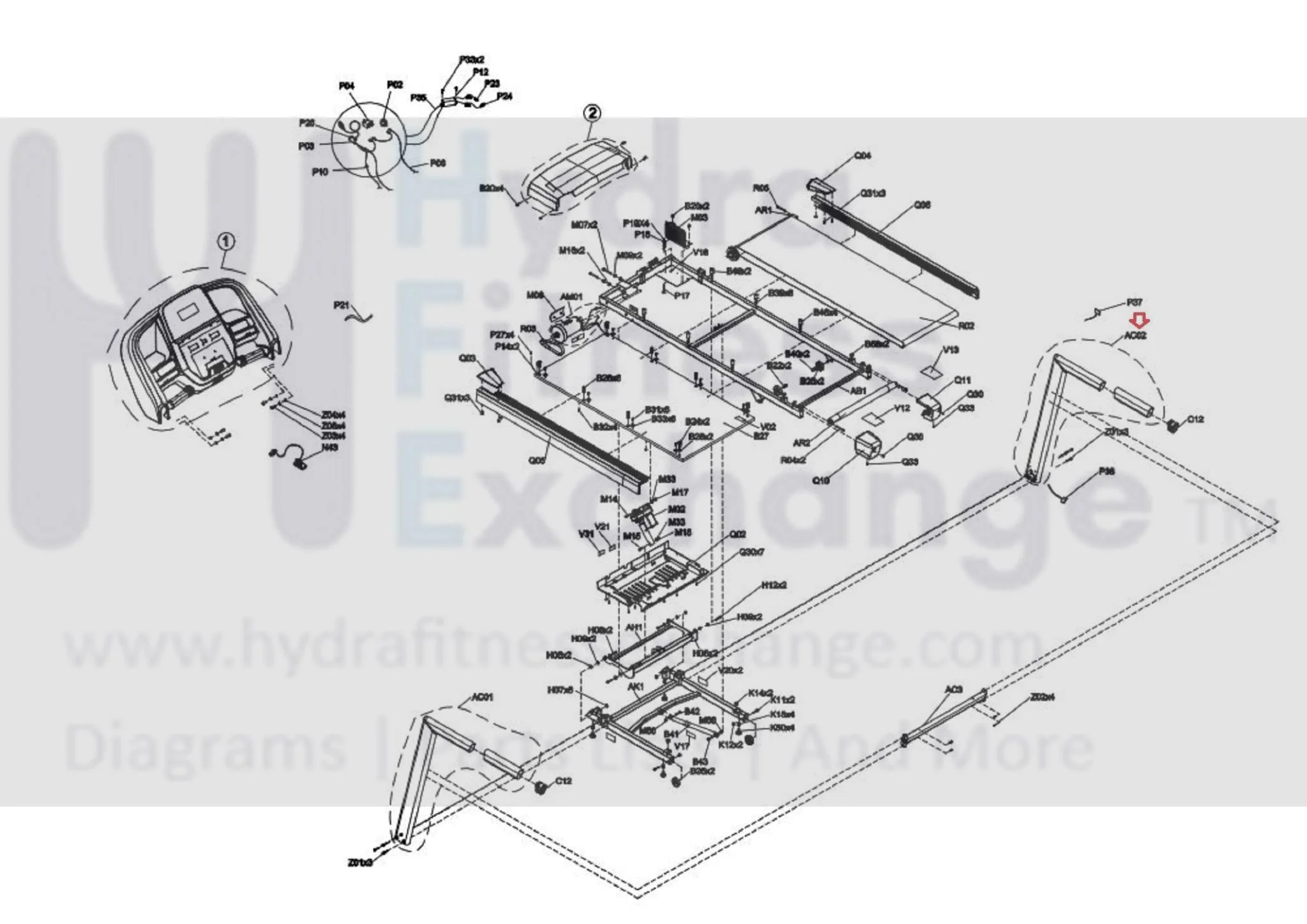 Horizon Fitness T101-07-TM1020 PTM1020 Treadmill Right Console Mast set 1000461372 - Image 2