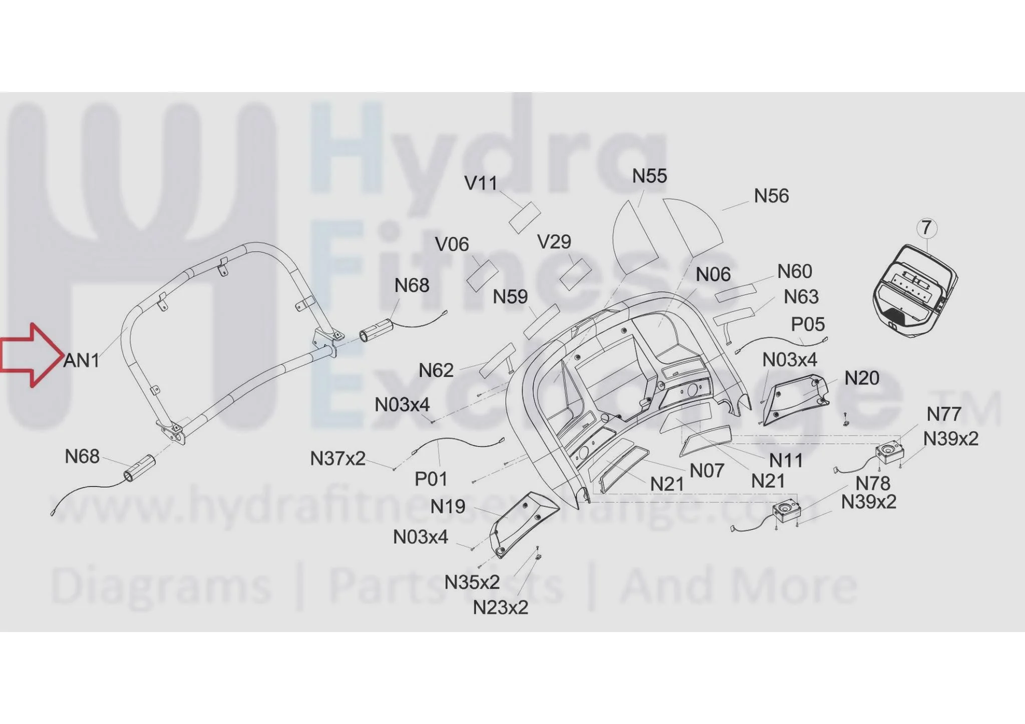 Horizon Fitness TM734 TM486 TM726 TM492 TM726 Treadmill Console Base Frame Set 1000402565 - Image 2