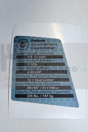 Horizon Fitness T102 Treadmill Right Console Overlay Pop Sticker 1000107360 - Image 2