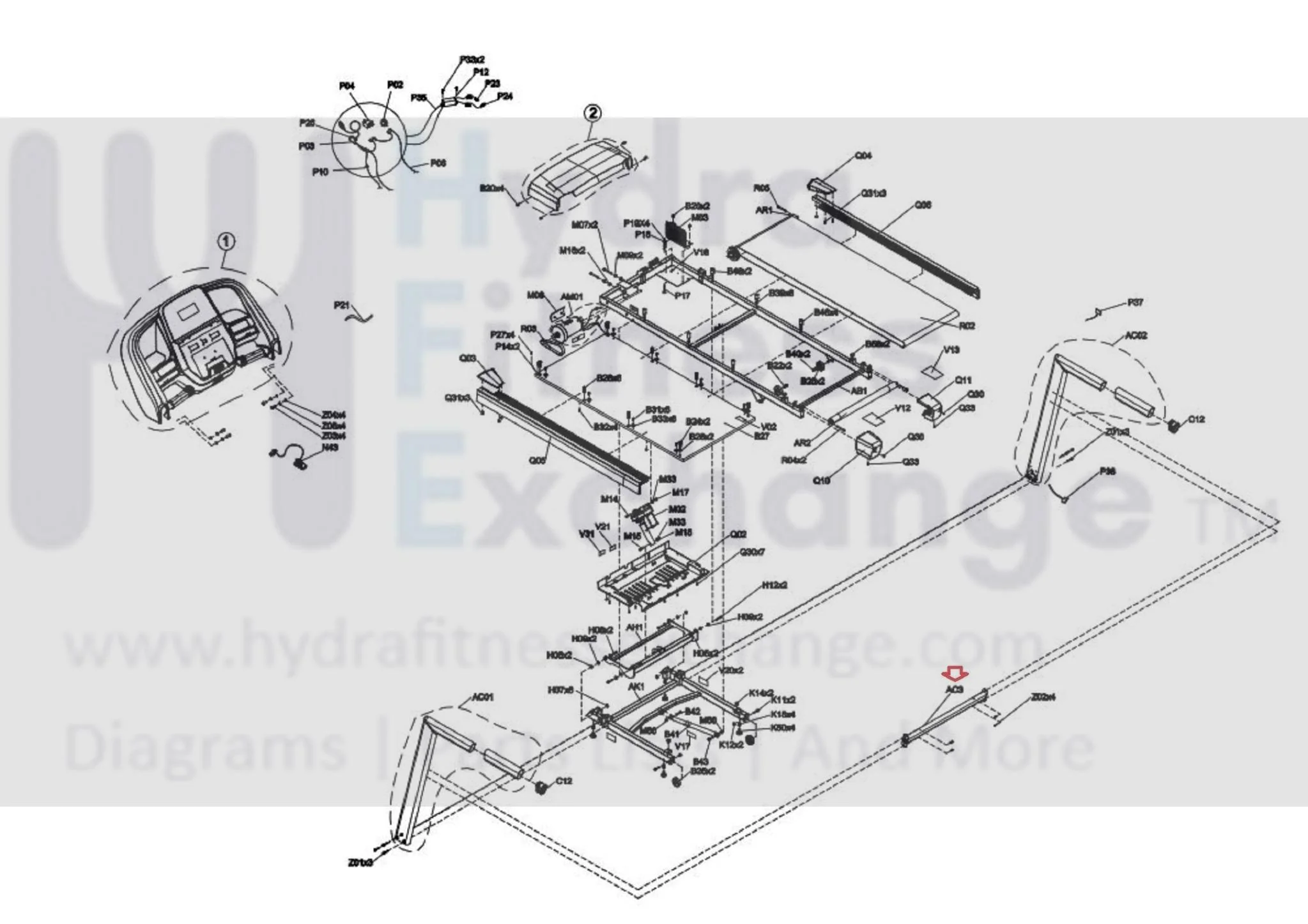 Horizon Fitness T202-06 - TM1030 - TM1030B Treadmill Console Mast Set 1000464659 - Image 2