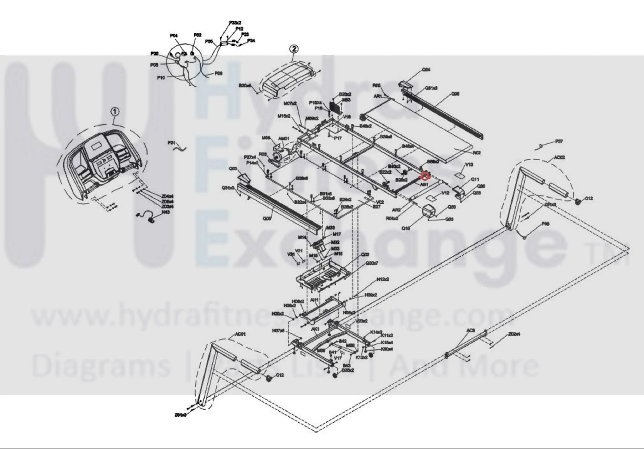 Horizon Fitness T202-06 -TM1030 - TM1030B Treadmill Frame Welding Set 1000464656 - Image 2
