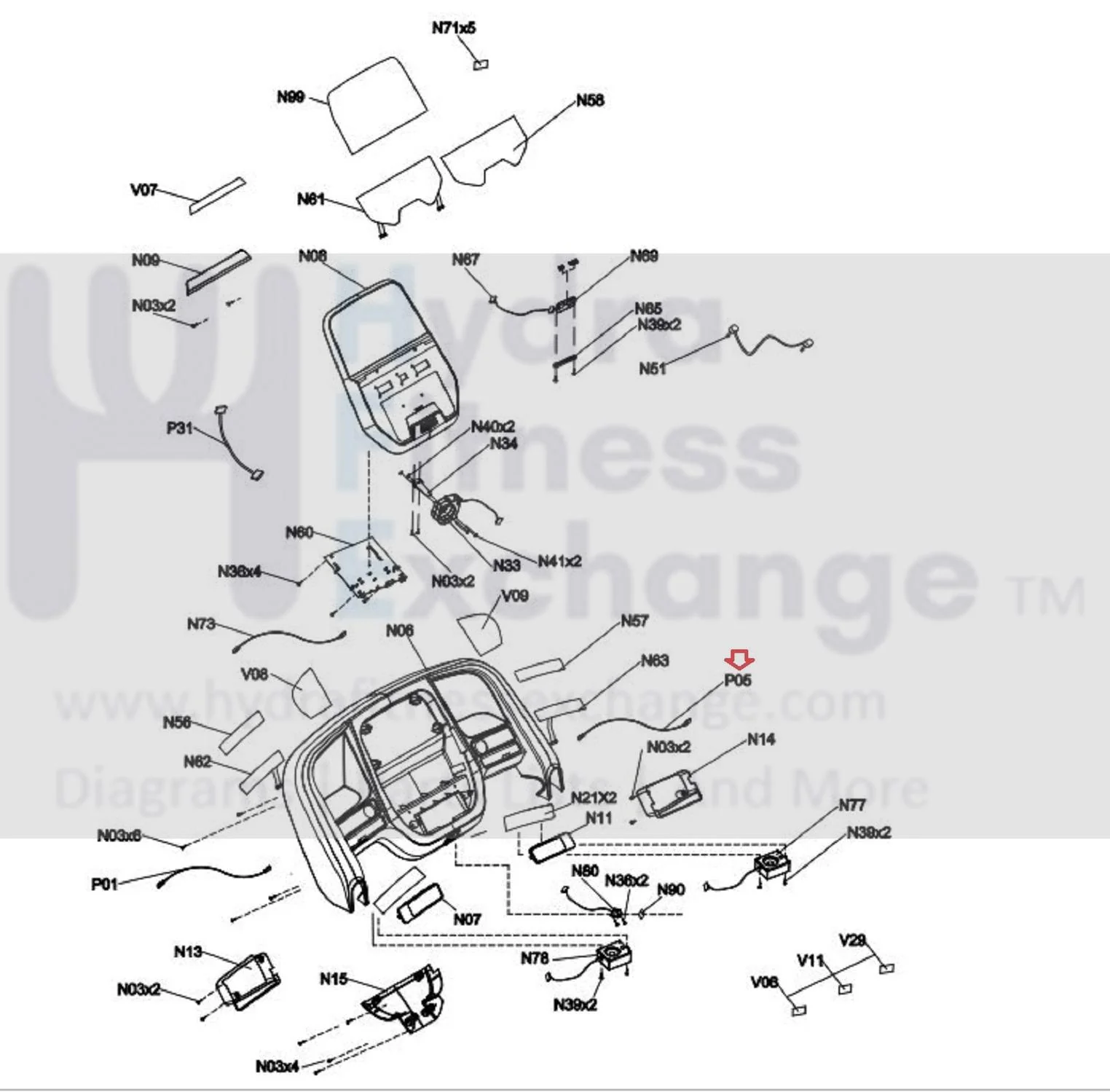 Horizon Fitness Treadmill Right Key Con Wire 1000461198 - Image 2