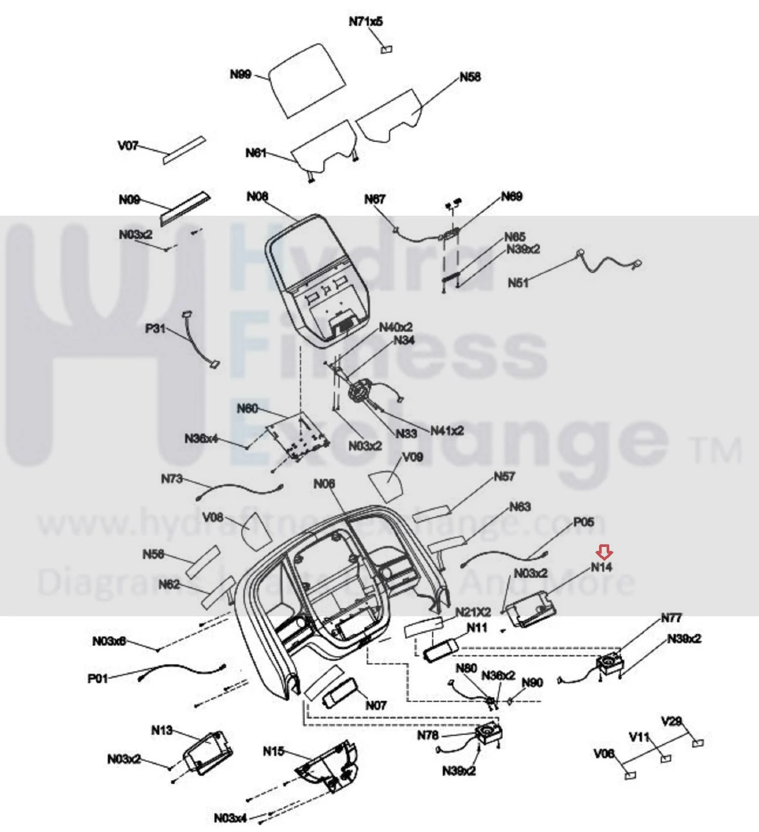 Horizon Fitness T202- 06 - T101-07 7.0AT-04 Treadmill Right Rear Trumpet Cover 1000461400 - Image 2