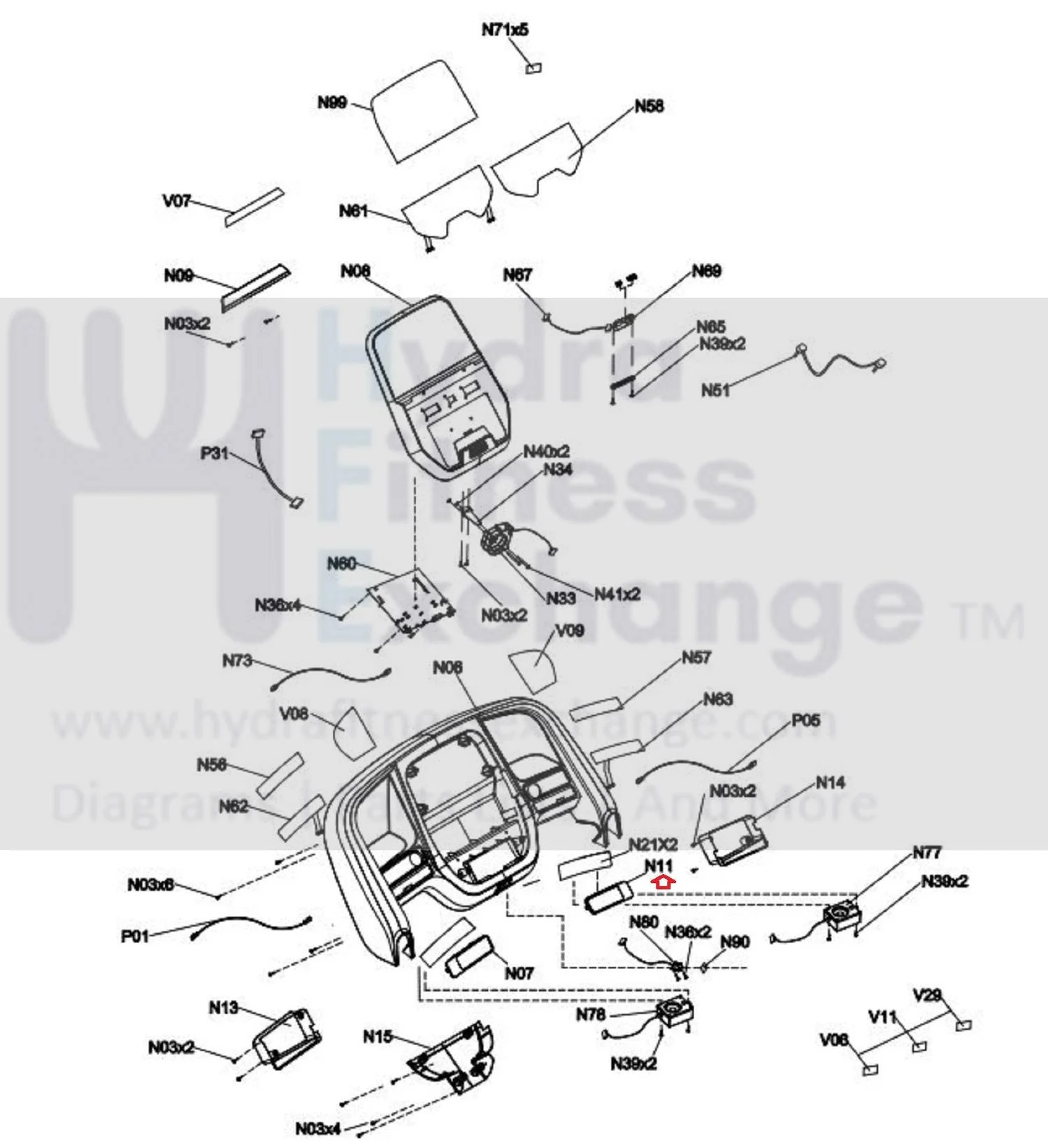 Horizon Fitness T202- 06 - T101-07 Treadmill Speaker Cover1 Right Black 1000461403 - Image 2