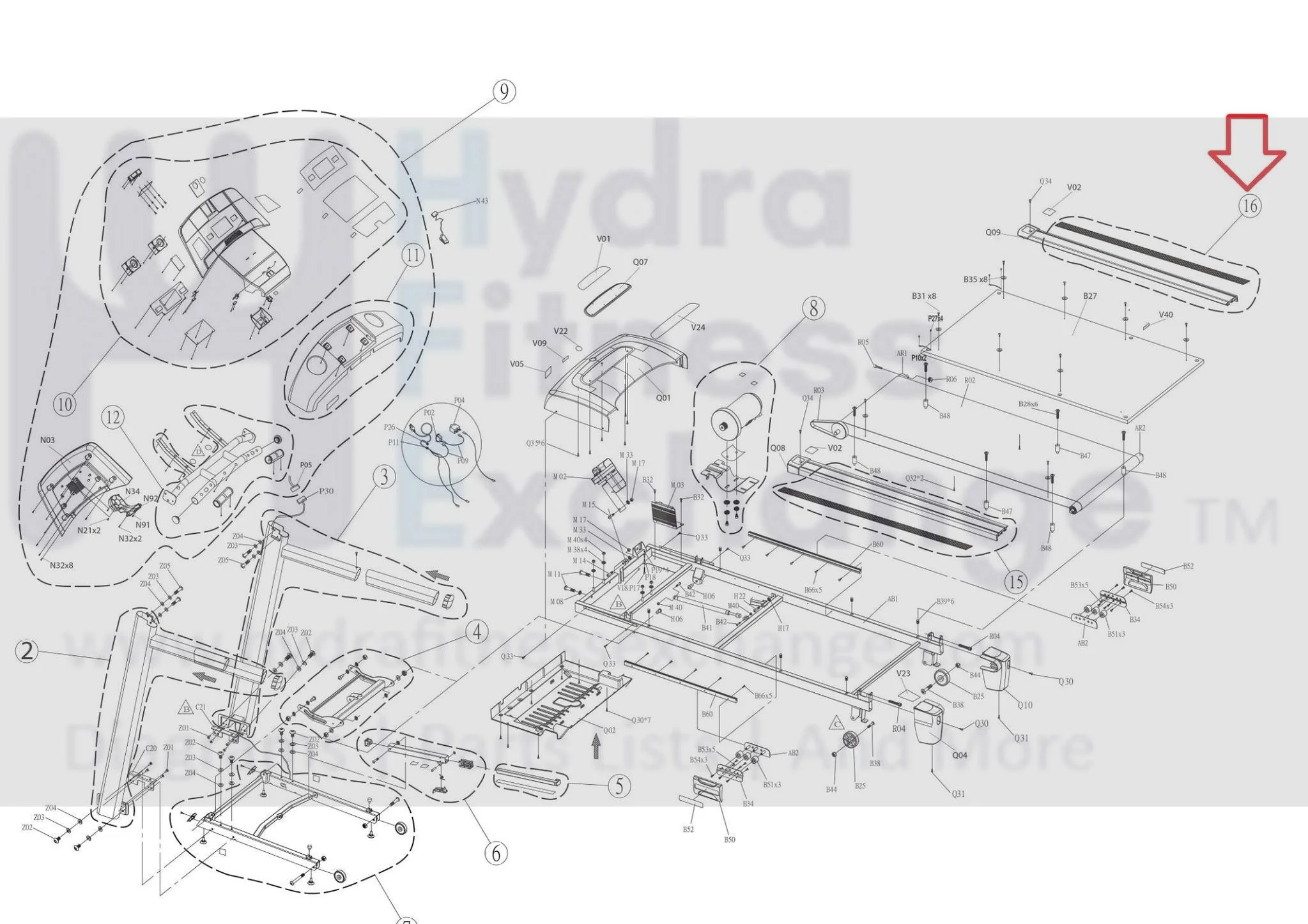 Horizon Fitness T203 Treadmill Right Siderail Set Semi-Assembly 1000114495 - Image 3