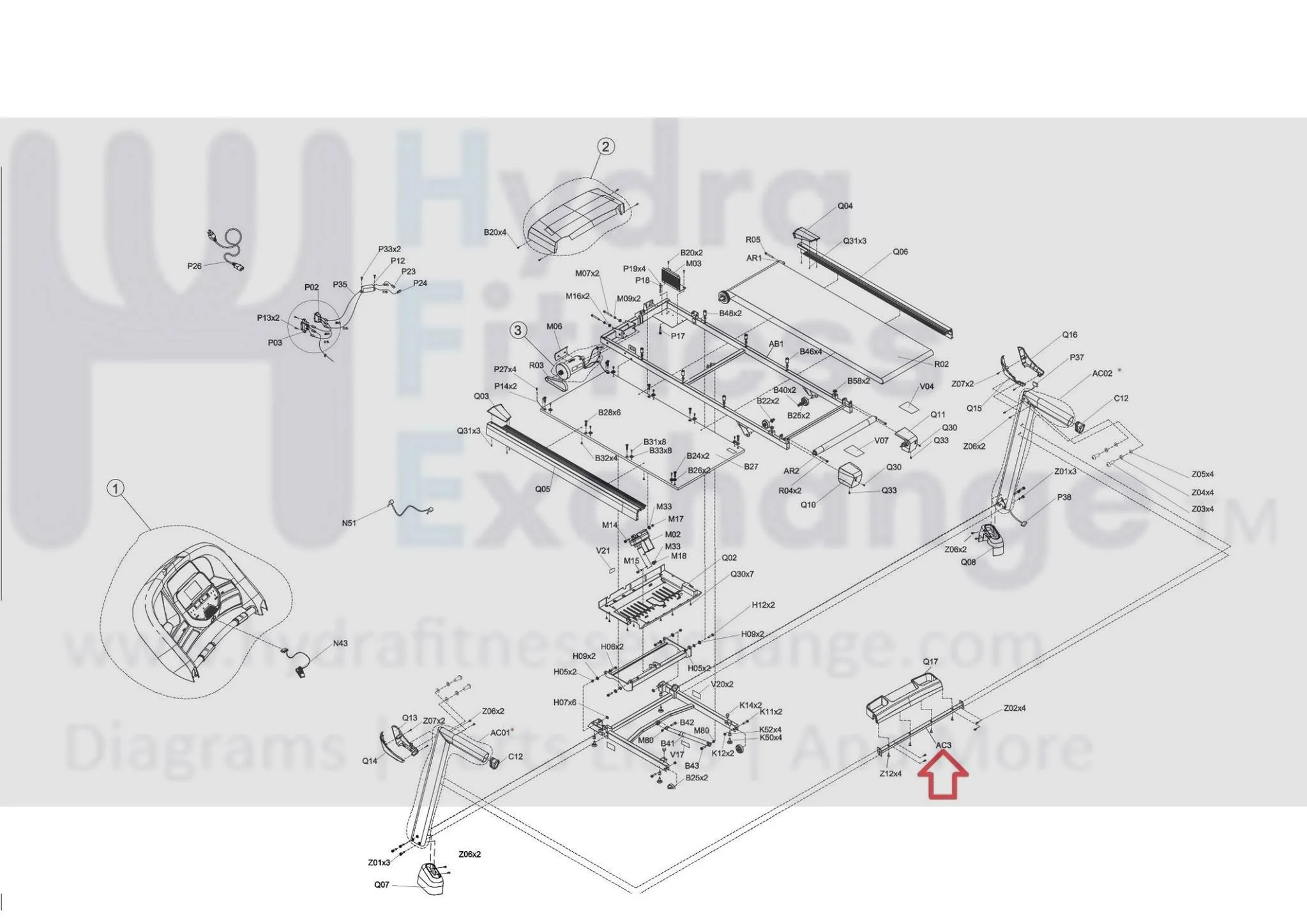 Horizon Fitness T303-2 TM761 TM1004 Treadmill Console Support Tube Set 1000460044 - Image 3