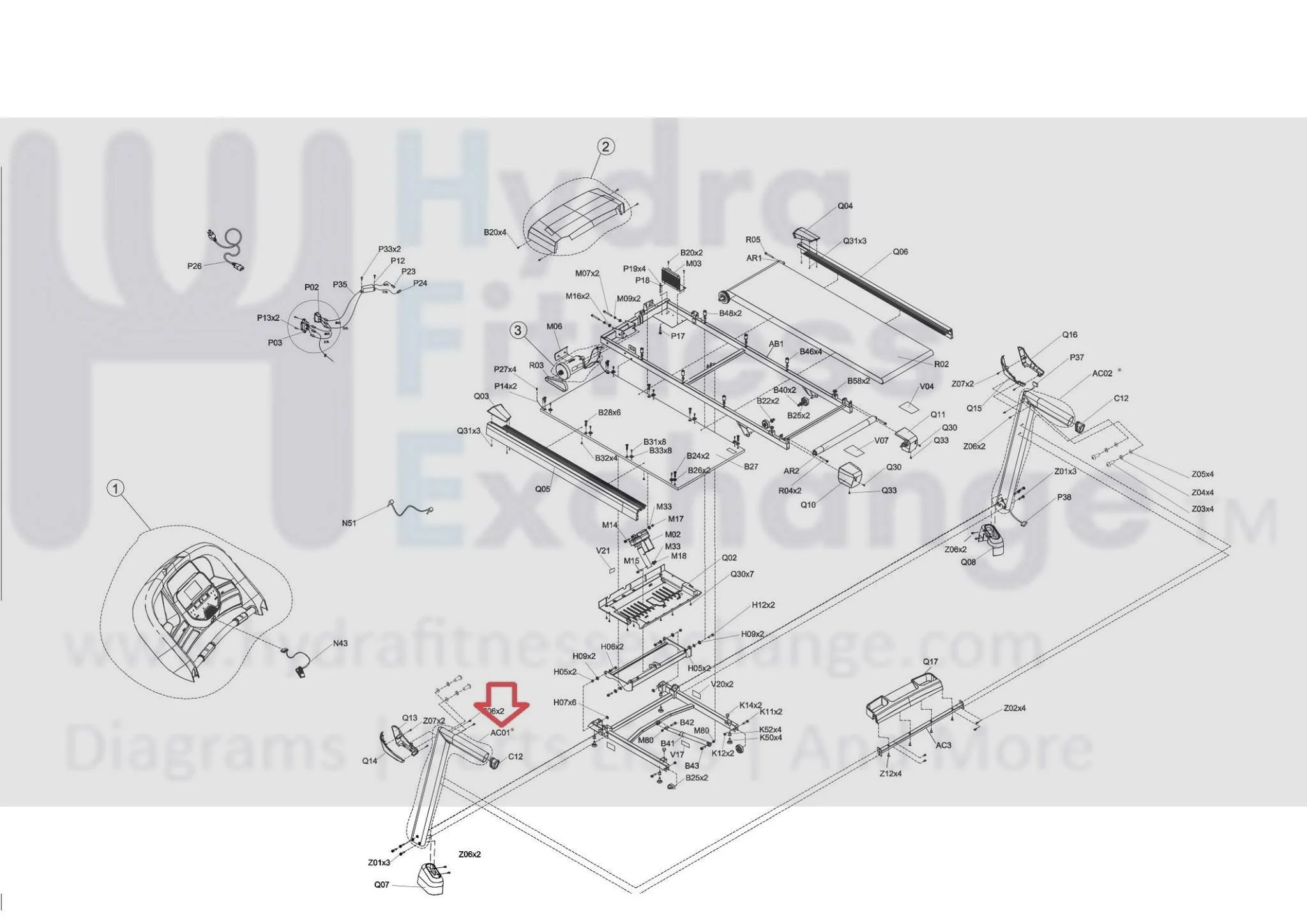 Horizon Fitness T303-2 TM761 TM1004 Treadmill Left Console Mast Set Semi Assembly 1000444627 - Image 3