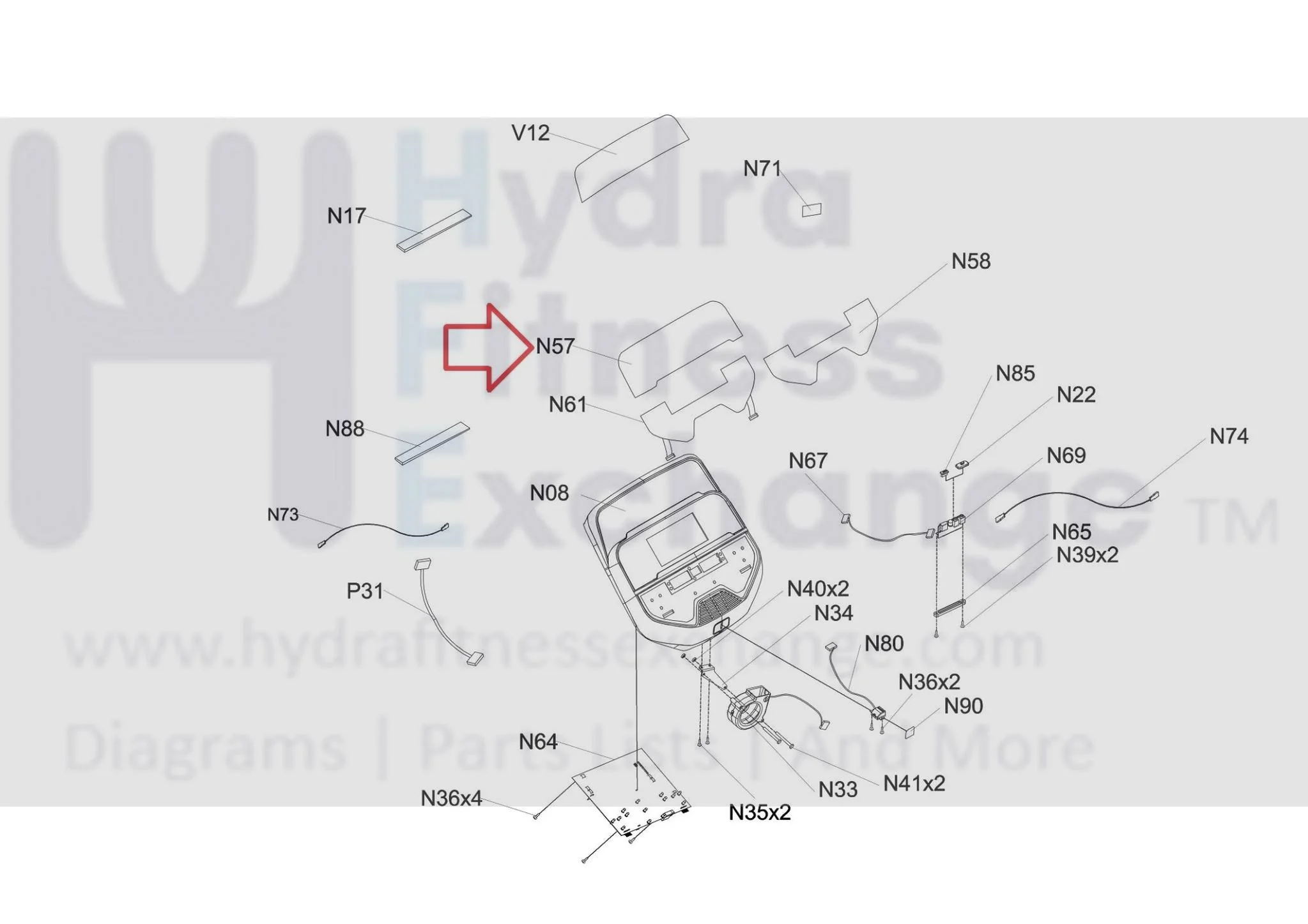 Horizon Fitness T303-2 TM761 TM1004 Treadmill Middle Overlay Manipulate 1000439111 - Image 3