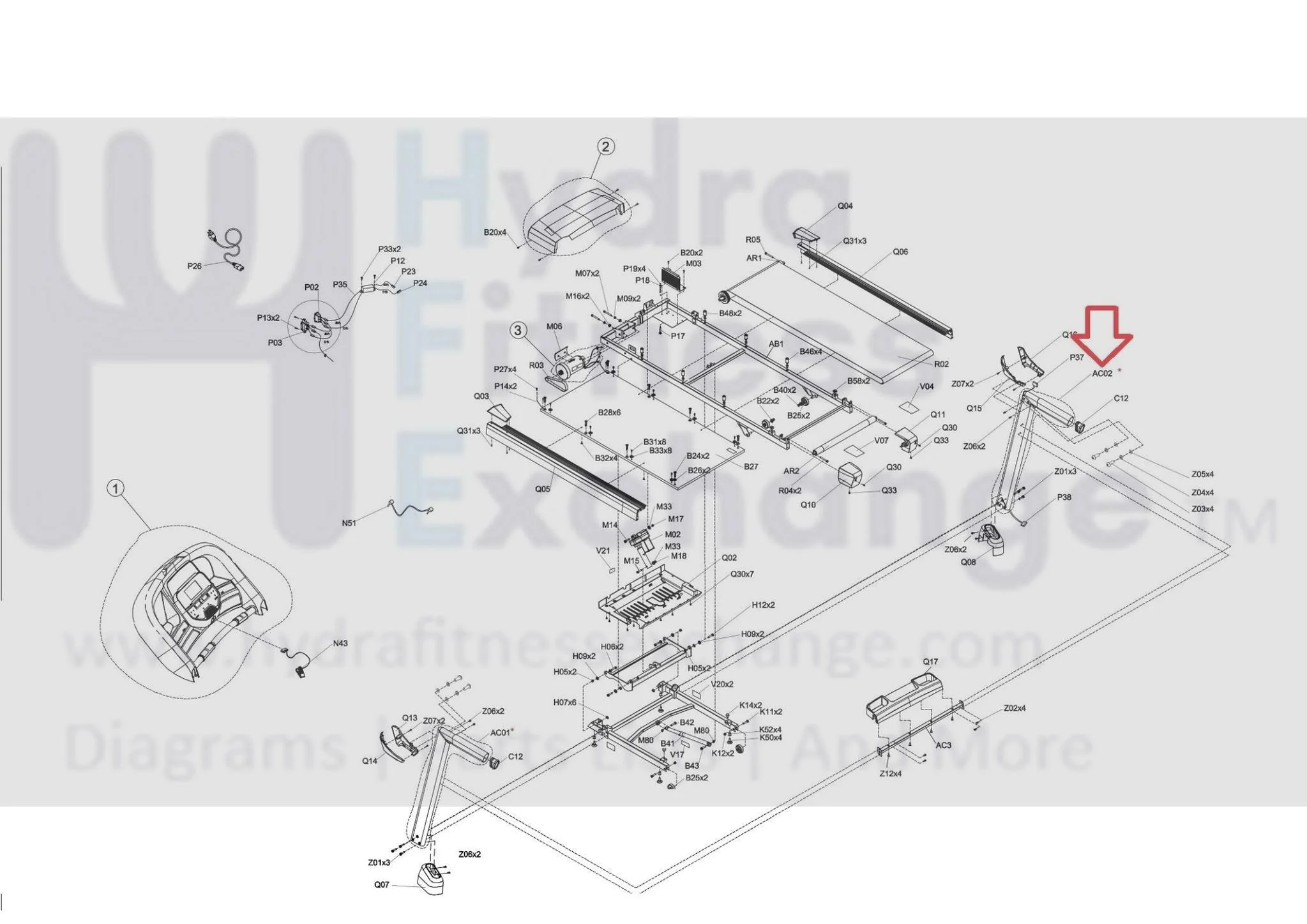 Horizon Fitness T303-2 TM761 TM1004 Treadmill Right Console Mast Set Semi Assembly 1000444628 - Image 2