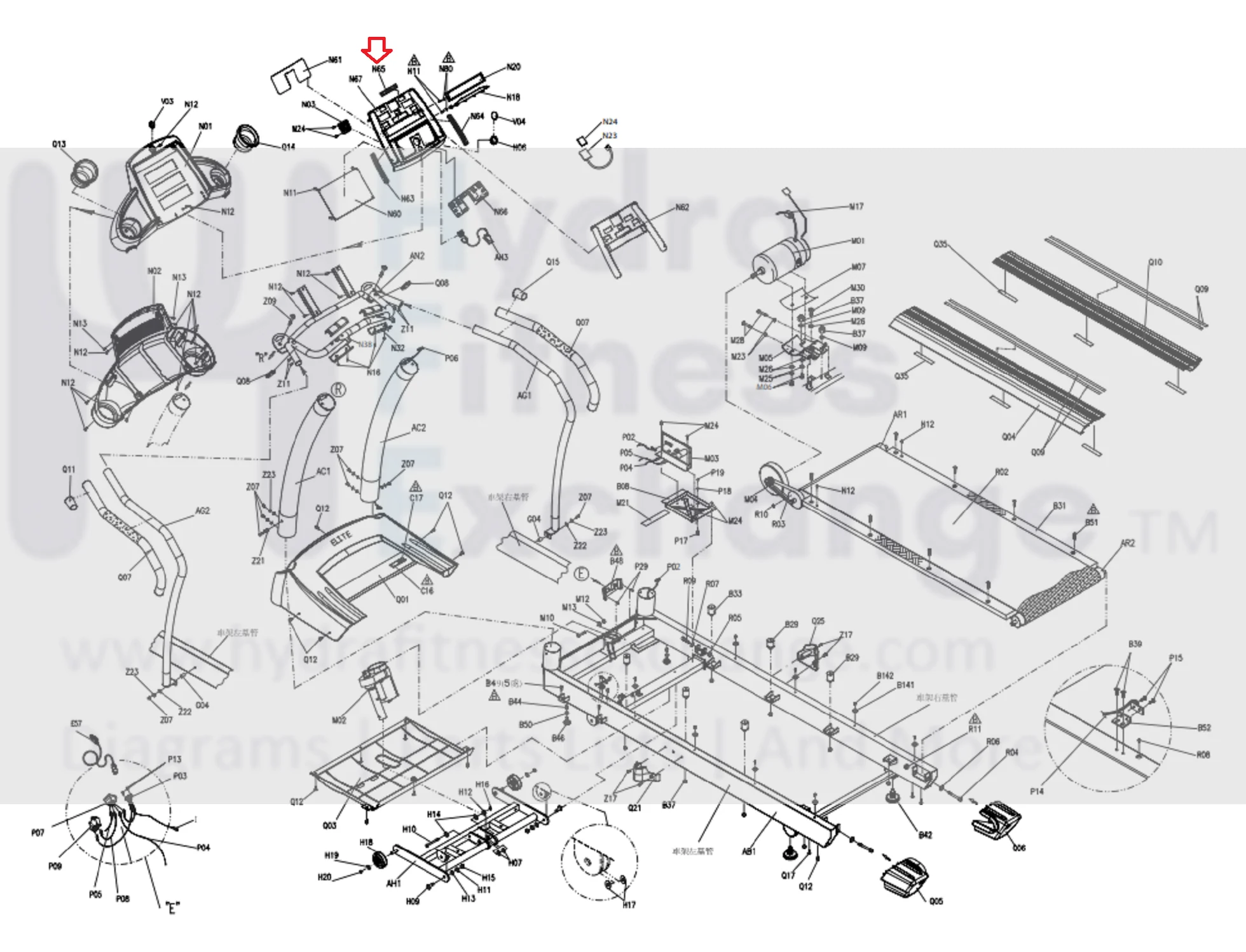 Horizon Fitness T4 - TM264 T6 - TM250 Treadmill 3 Key Membrane 063589-B - Image 2
