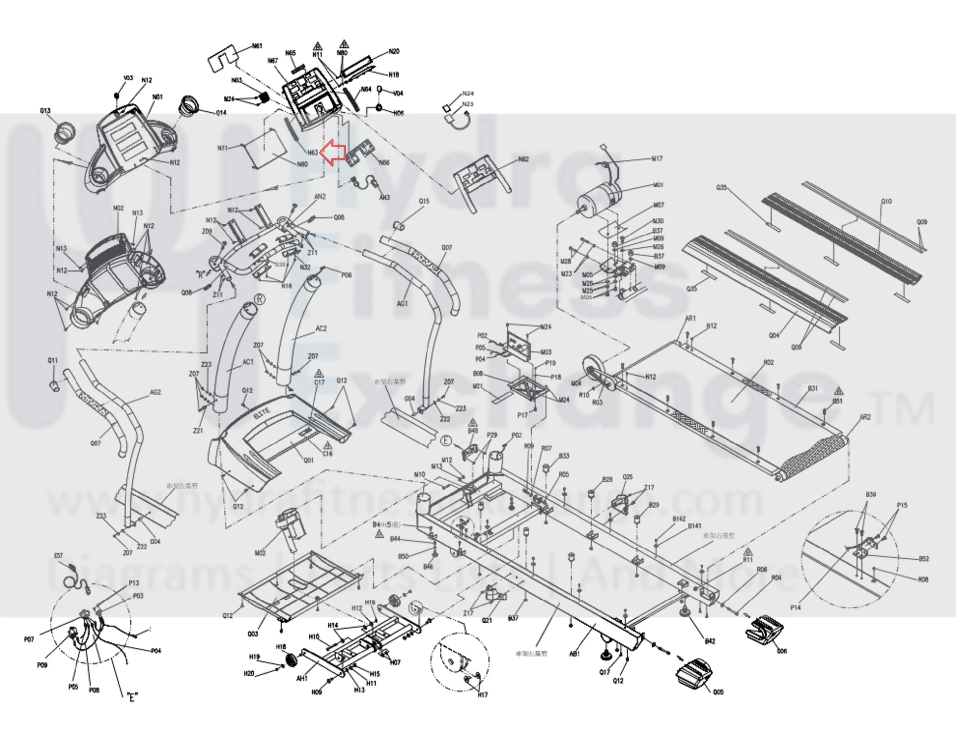Horizon Fitness T4 - TM264 T6 - TM250 Treadmill Left Elevation Membrane 063587-A - Image 2