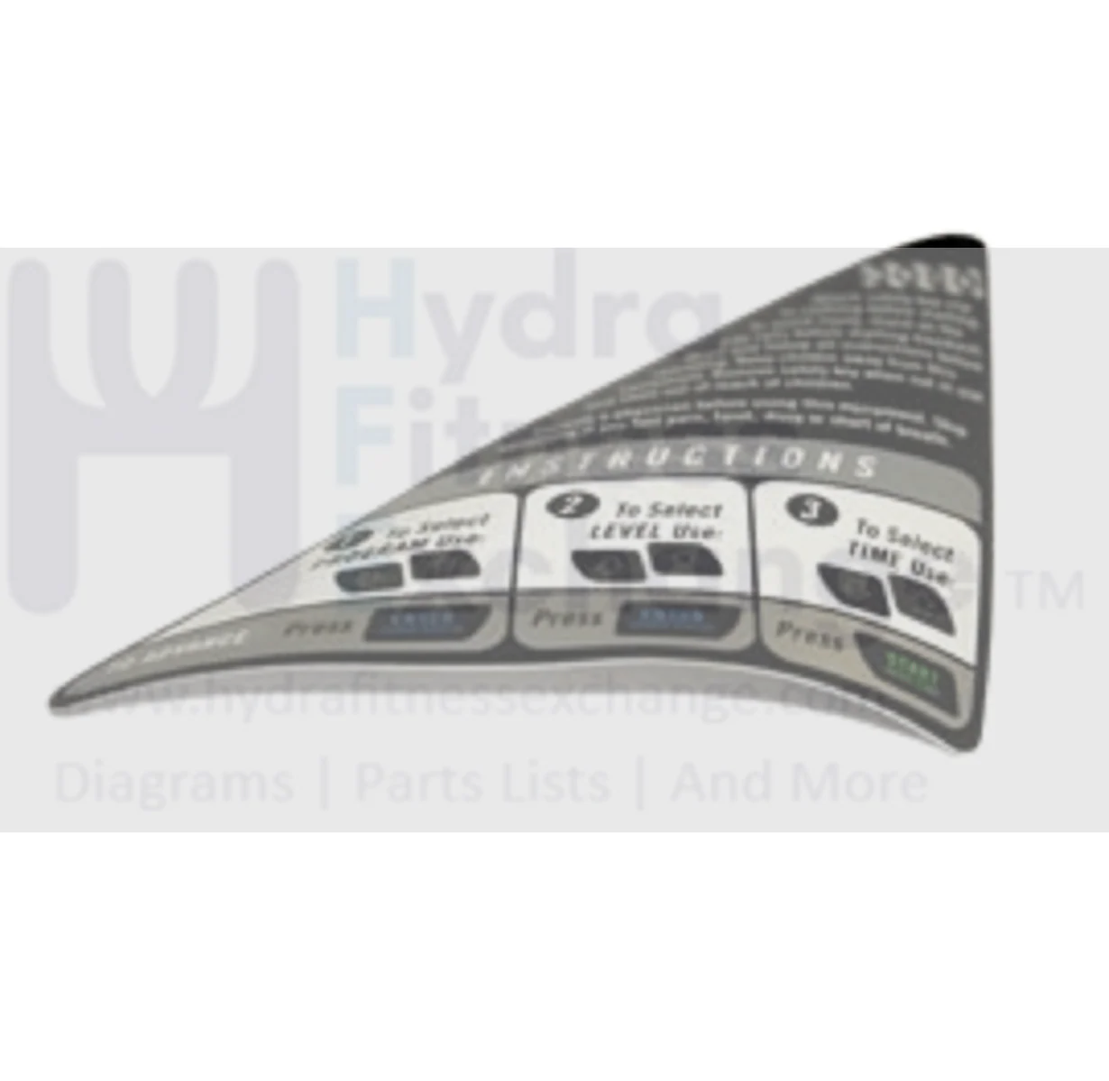 Horizon Fitness T71 Treadmill Console Decal Instruction 048161-A