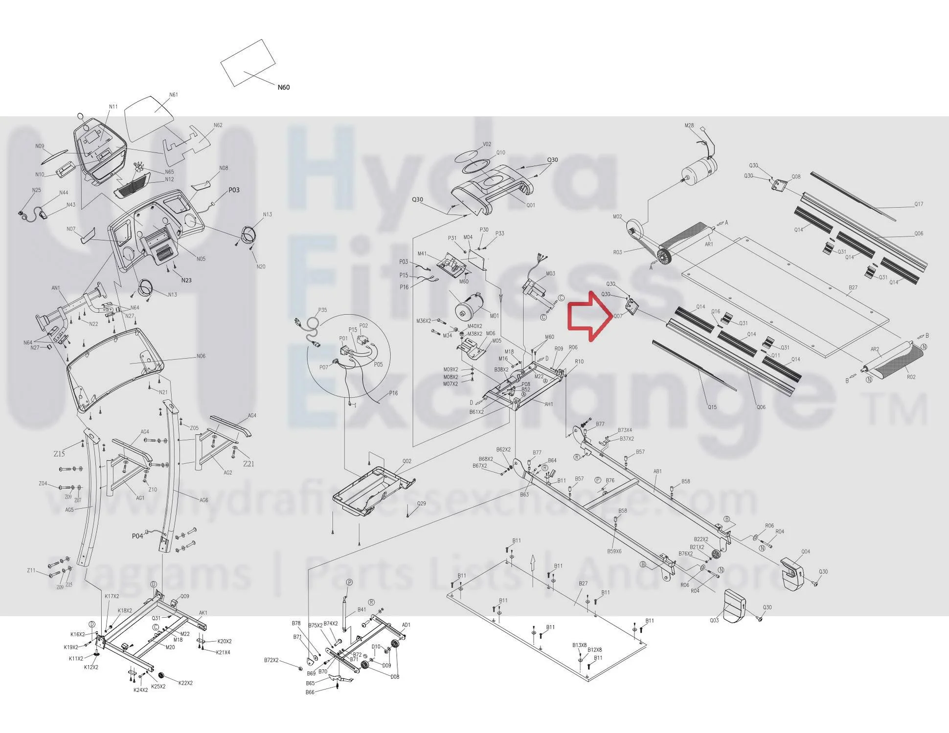 Horizon Fitness T73 T74 Treadmill Front left Side Rail Endcap 056404-BE - Image 3