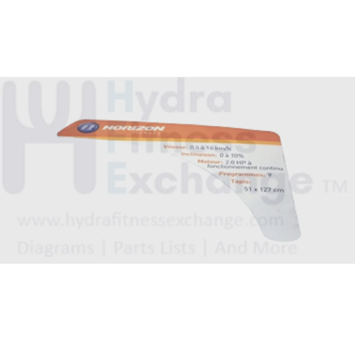 Horizon Fitness T91 Treadmill Right Console Sticker 101810