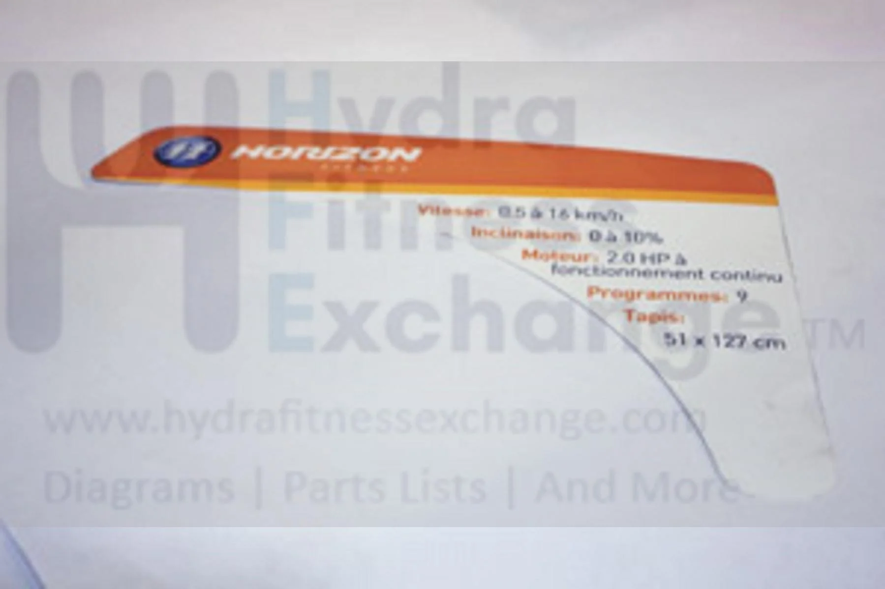 Horizon Fitness T91 Treadmill Right Console Sticker 101810 - Image 2