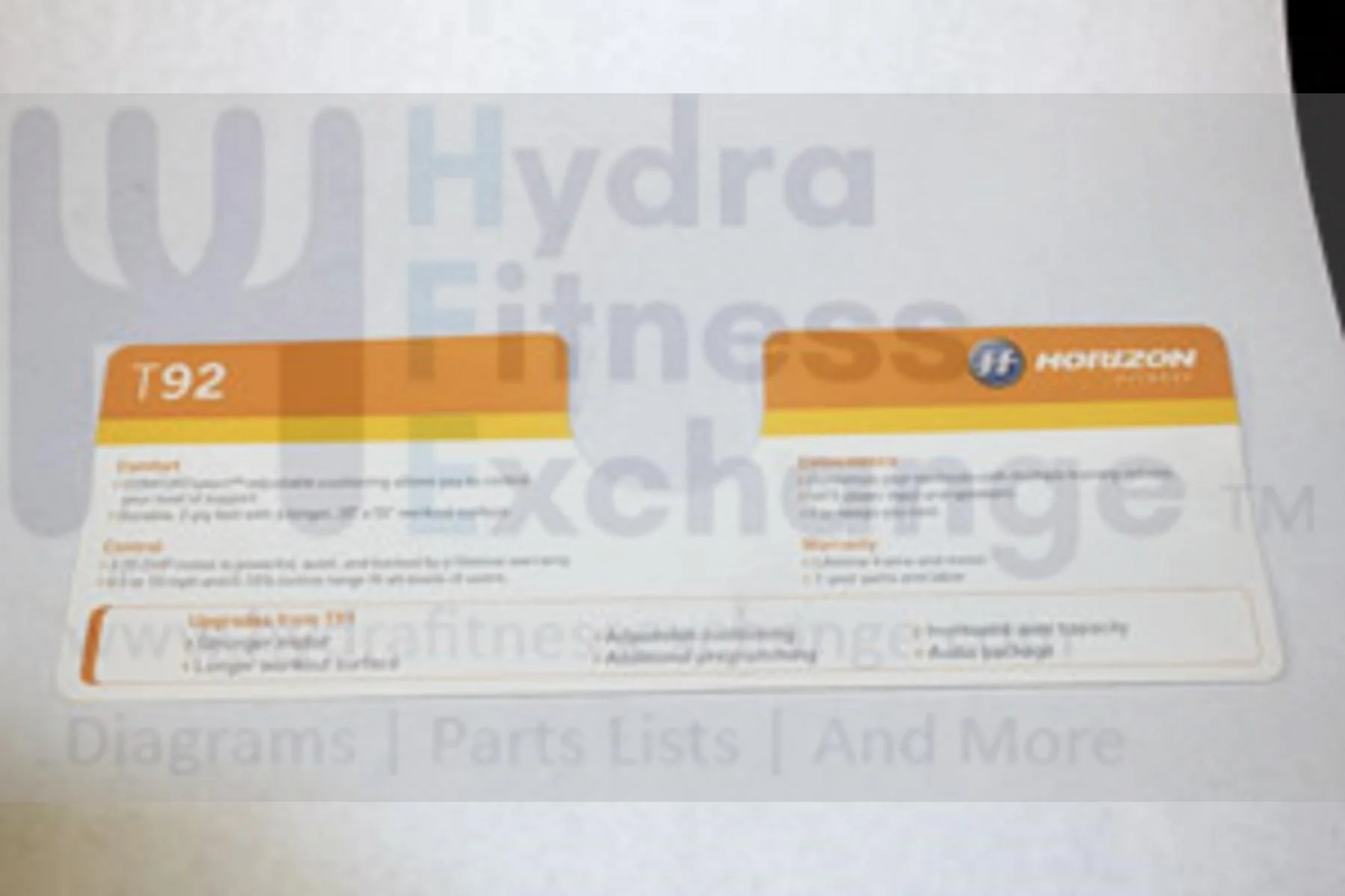 Horizon Fitness T92 Treadmill Console Sticker 103215 - Image 2