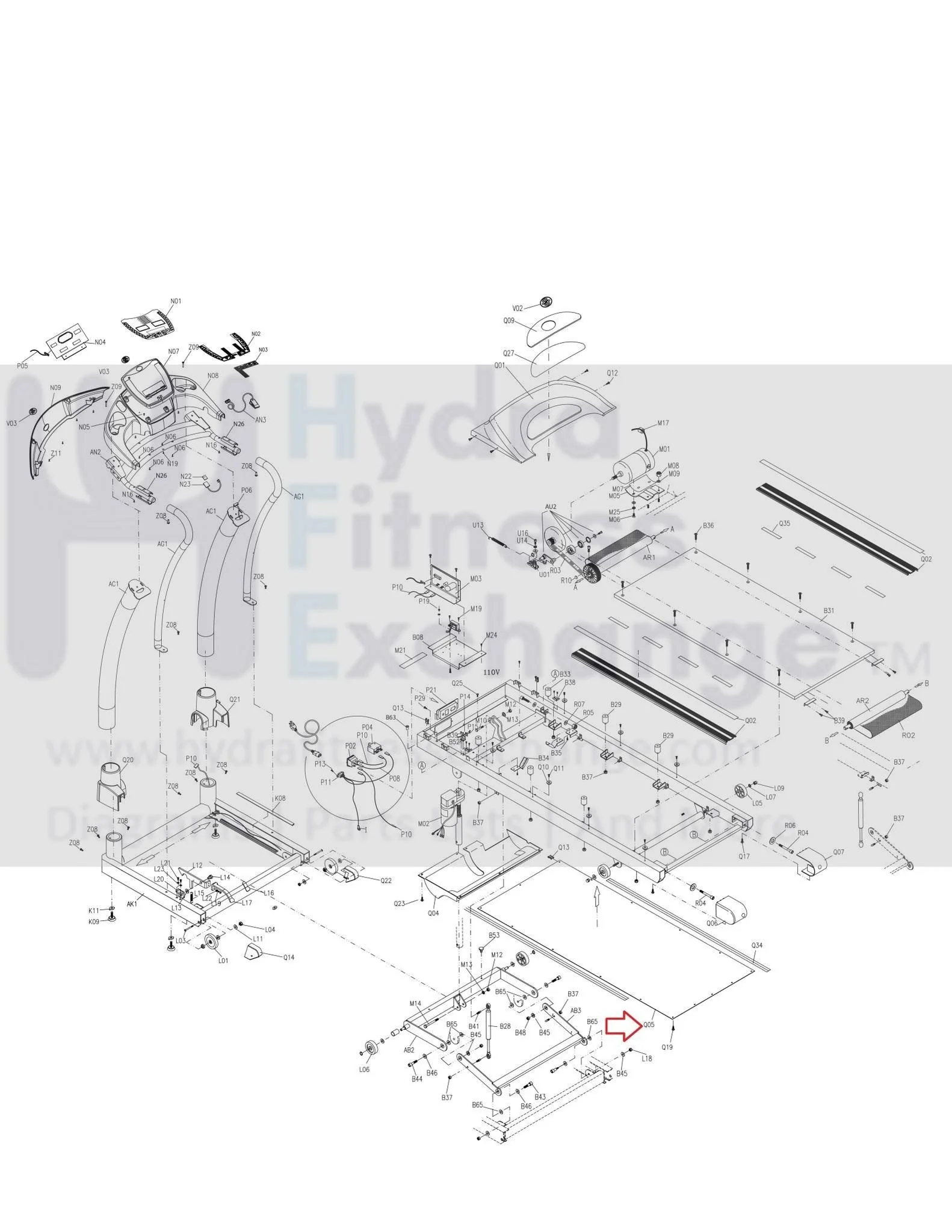 Horizon Fitness TM104 TM136 Treadmill Main Frame Bottom Cover 000381-AA - Image 3