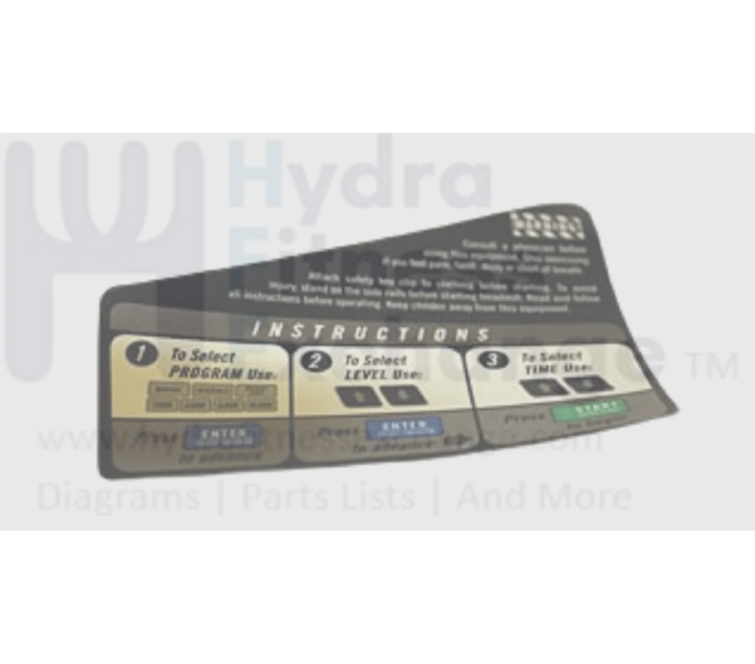 Horizon Fitness TM153 TM191Treadmill Console Instructions Decal 064647-AX