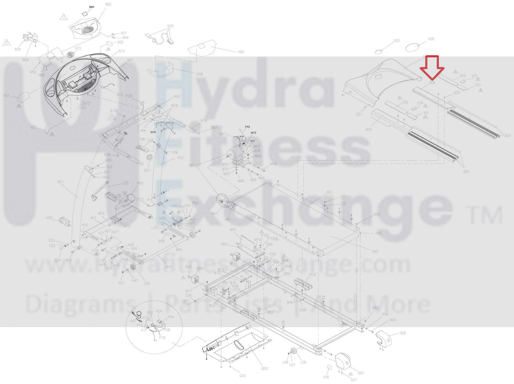 Horizon Fitness TM157 Treadmill Front Right Side Rail Cover 000401-BA - Image 3