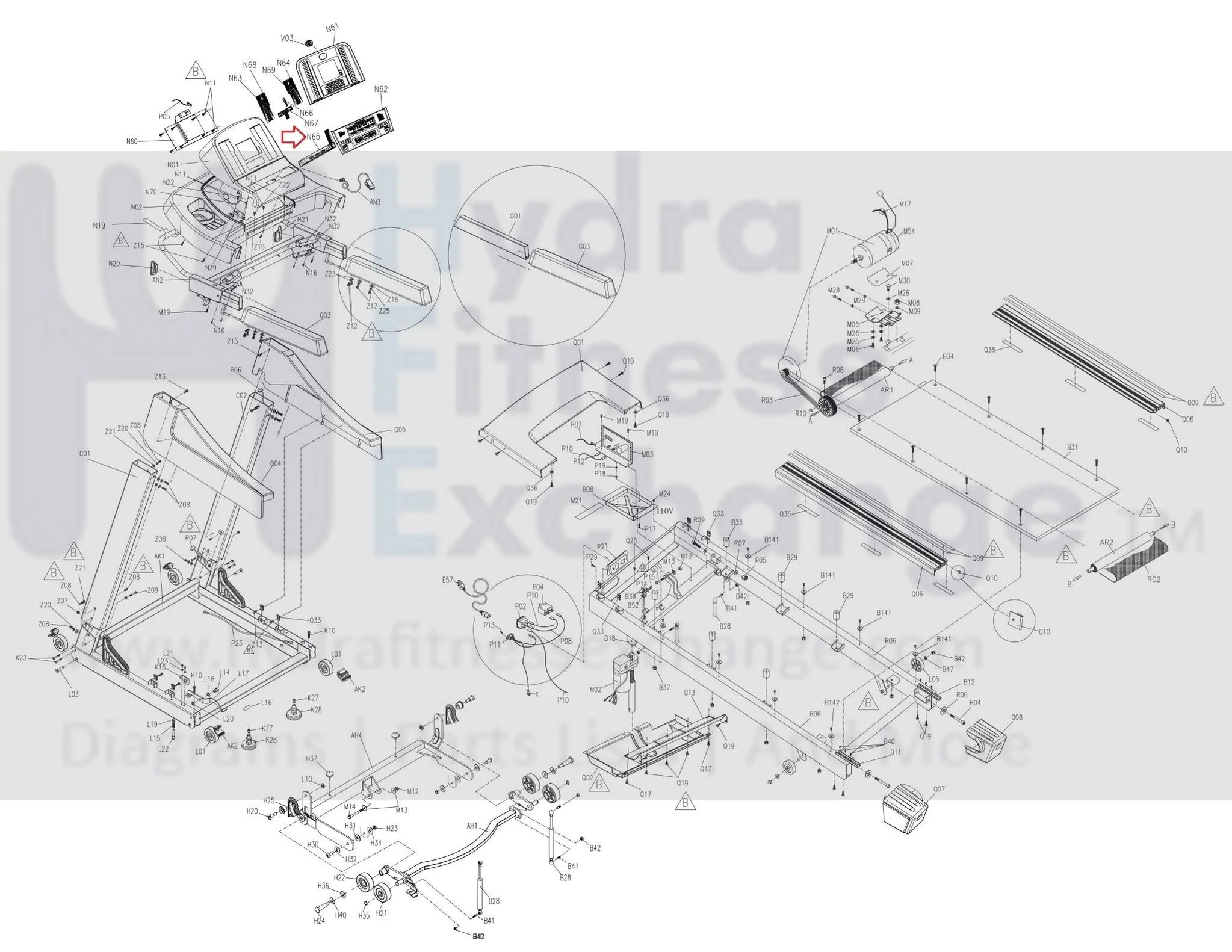 Horizon Fitness TM163 TM164 Treadmill Start & Stop Lower Membrane 9 Keys 003219-C - Image 3