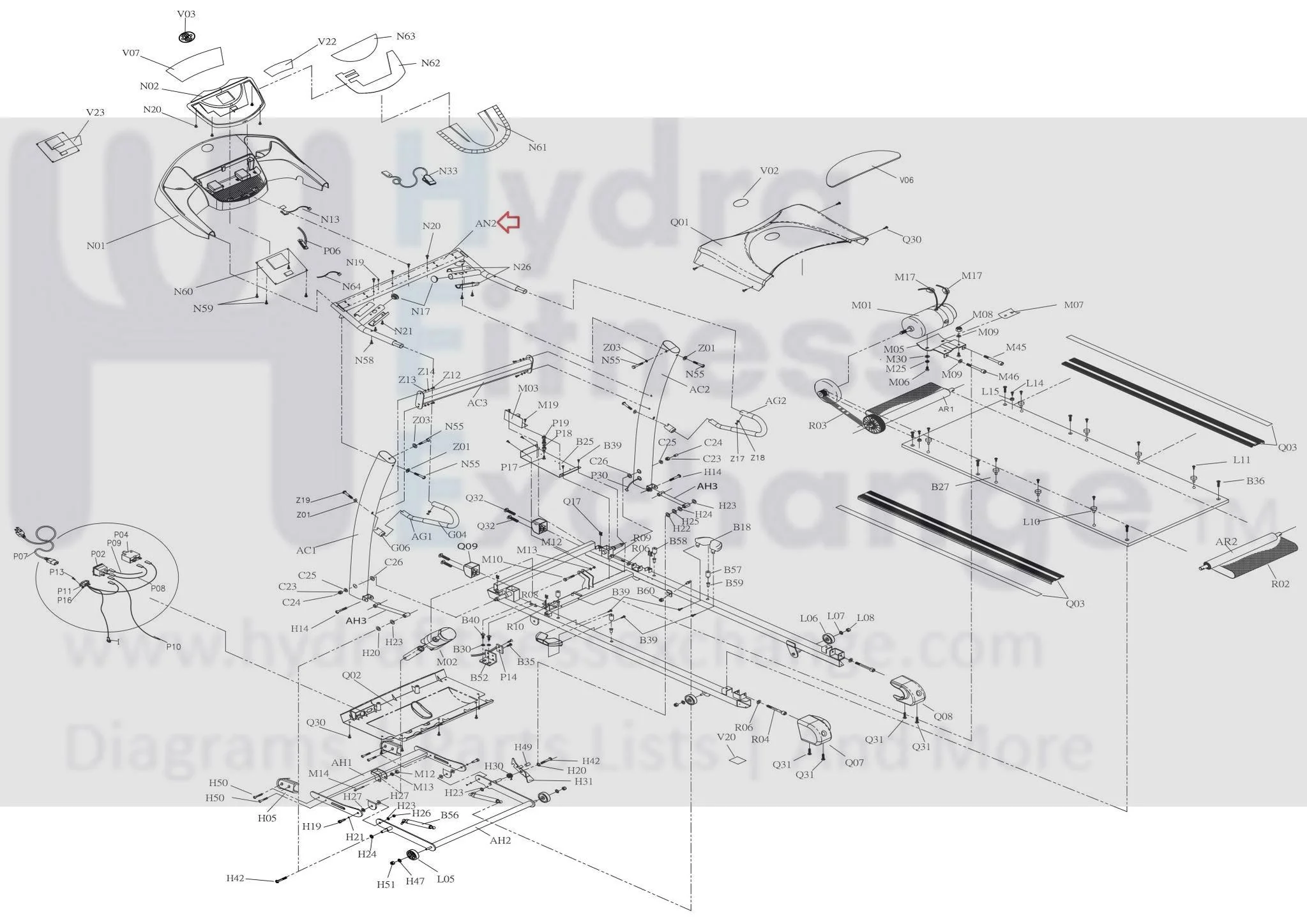 Horizon Fitness TM198 Treadmill Console Frame Set 039045-Z - Image 3