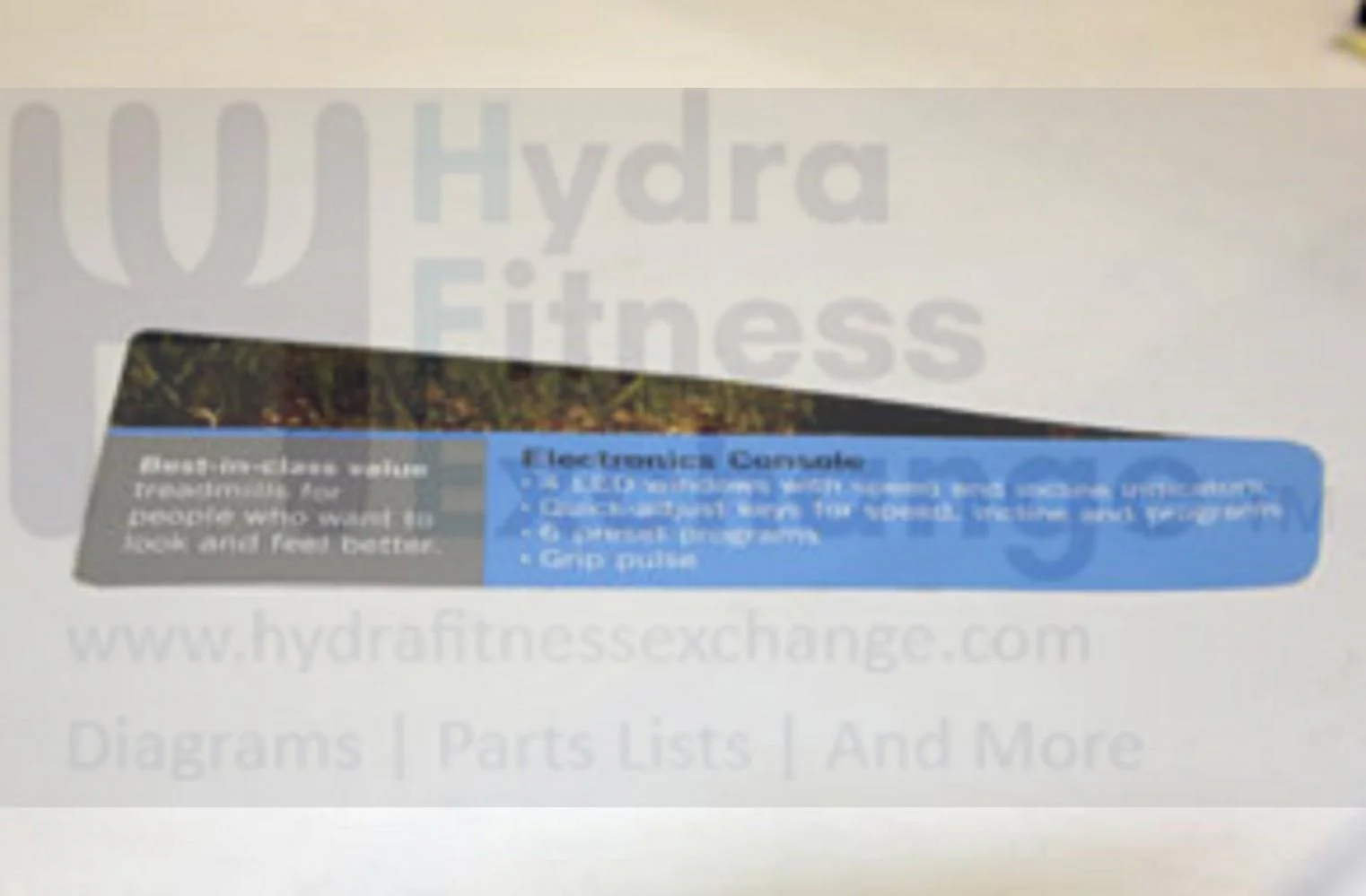 Horizon Fitness TM202 Treadmill Console Decal 049572-AX - Image 2