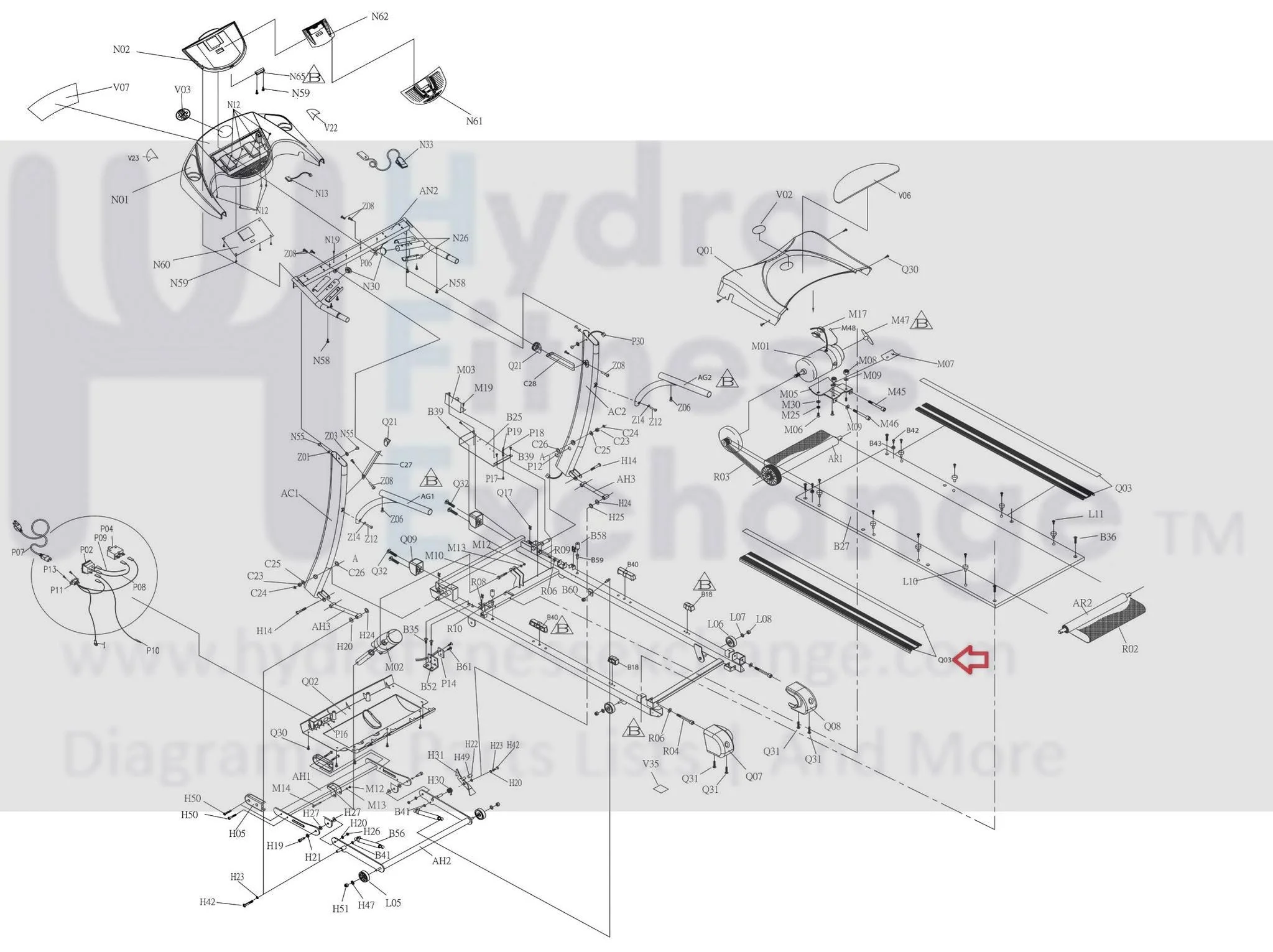 Horizon Fitness TM203 Treadmill Left & Right Side Rail Set W/ Decal 059933-Z - Image 3