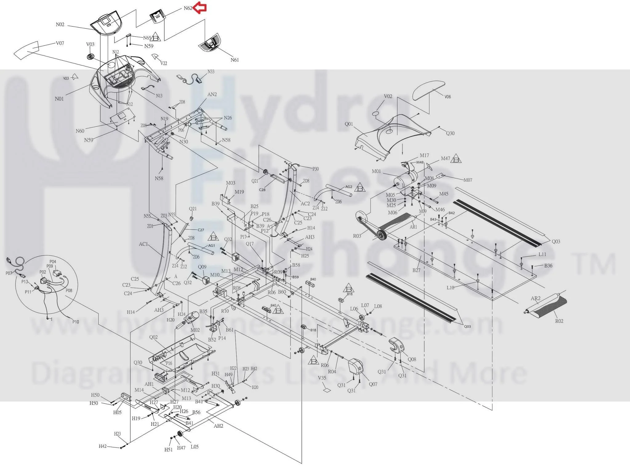 Horizon Fitness TM203 Treadmill Membrane keys switch 32KEYS + 20LAMPS 040661-A - Image 3