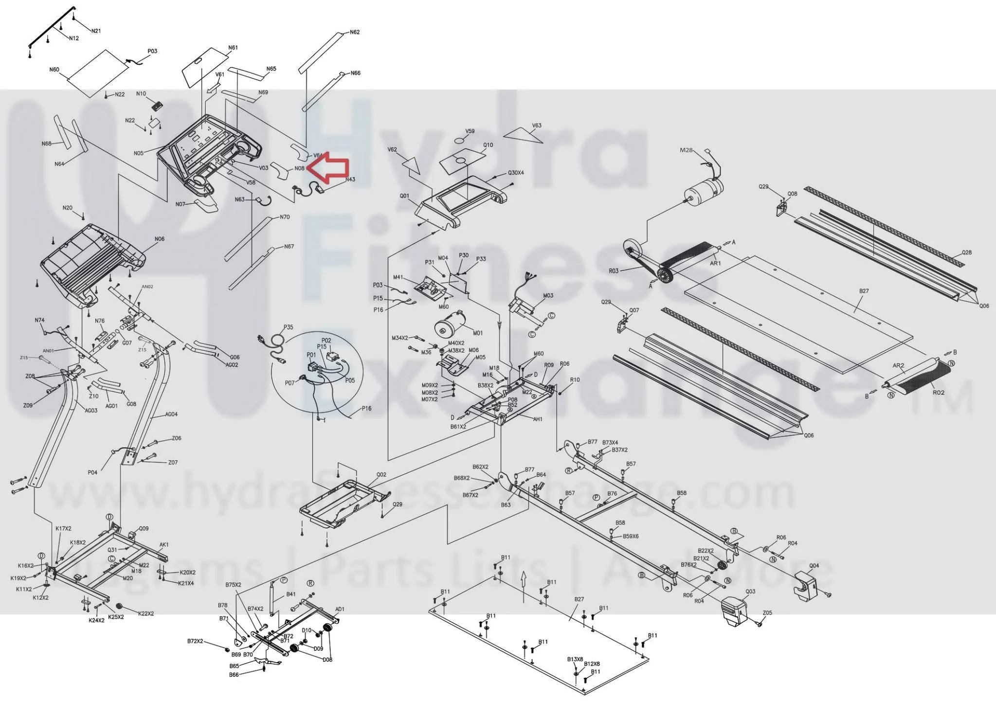 Horizon Fitness TM208 TM209 TM265 Treadmill Right Tray Pad 056304-AA - Image 3