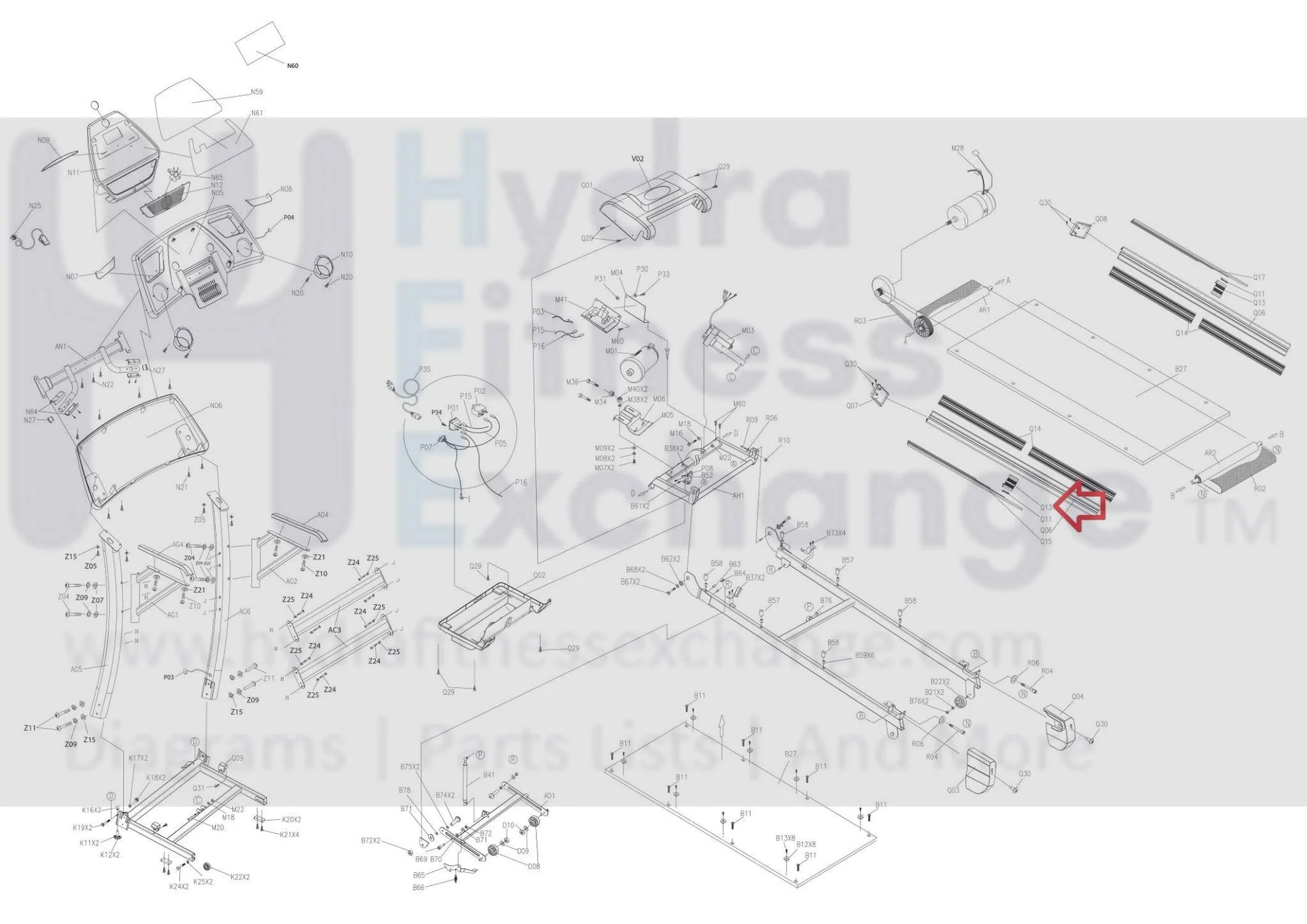 Horizon Fitness TM210 Treadmill Center of Side Rail ADR Piece 056432-AC - Image 3