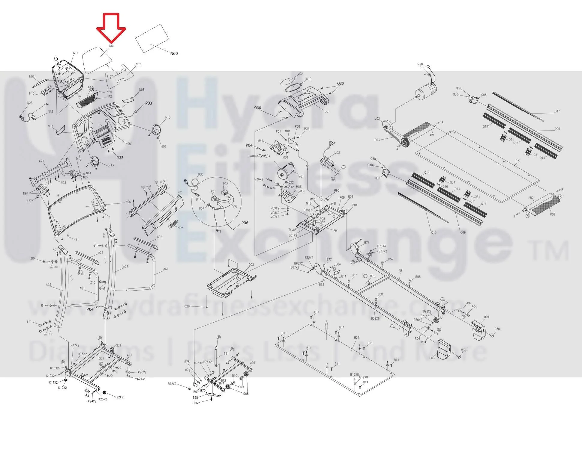 Horizon Fitness TM252 Treadmill Overlay 056487-AX - Image 3