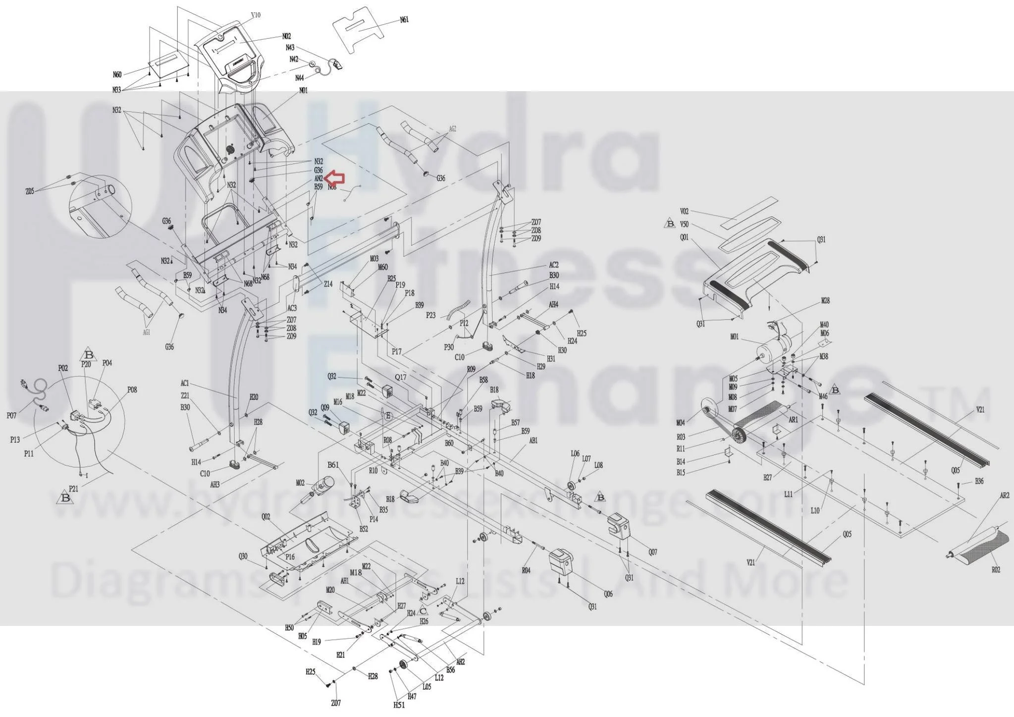 Horizon Fitness TM301 Treadmill Console Frame Set 081952 - Image 3