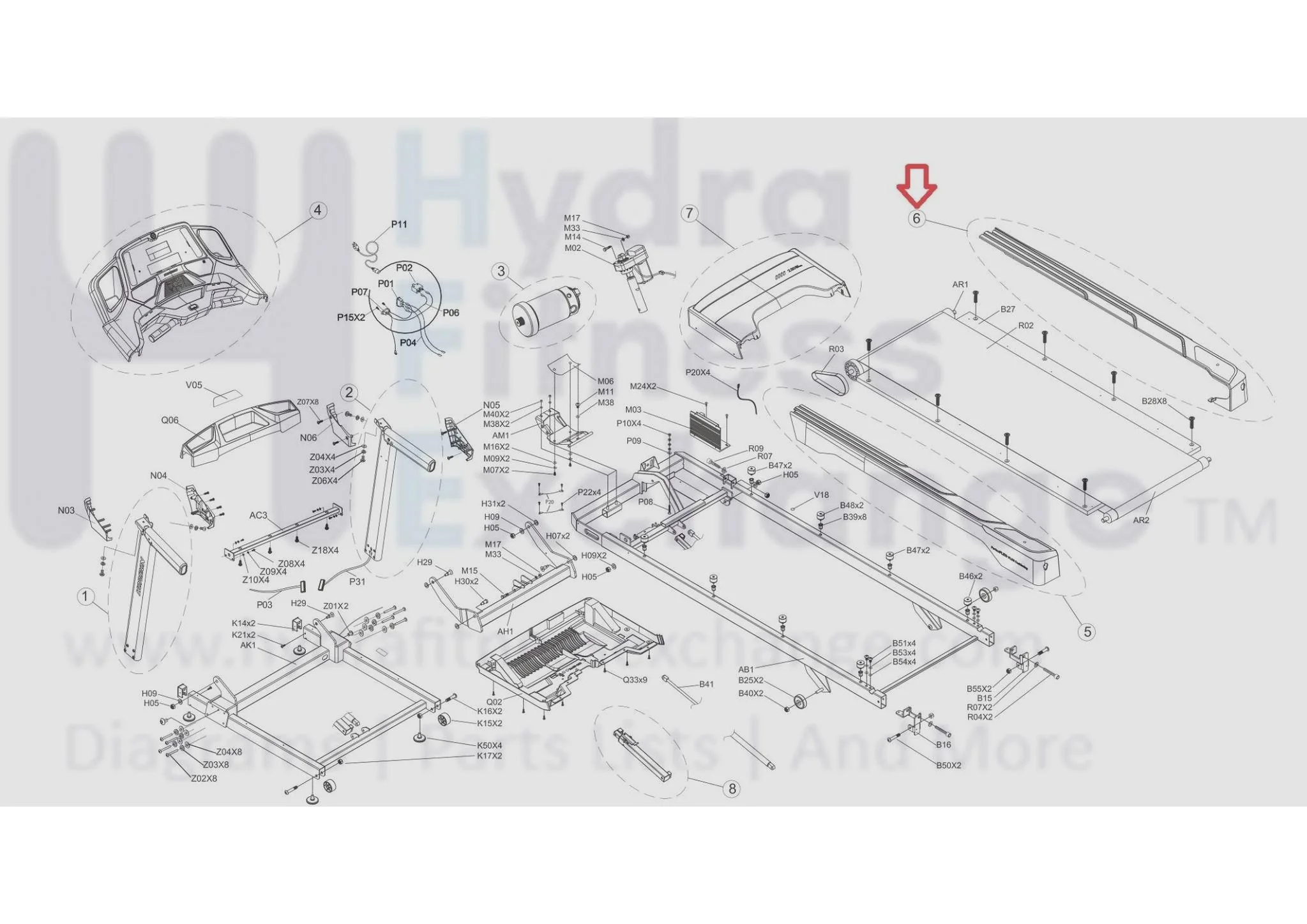 Horizon Fitness TM444 Treadmill Right Side Rail Set 1000232128 - Image 3