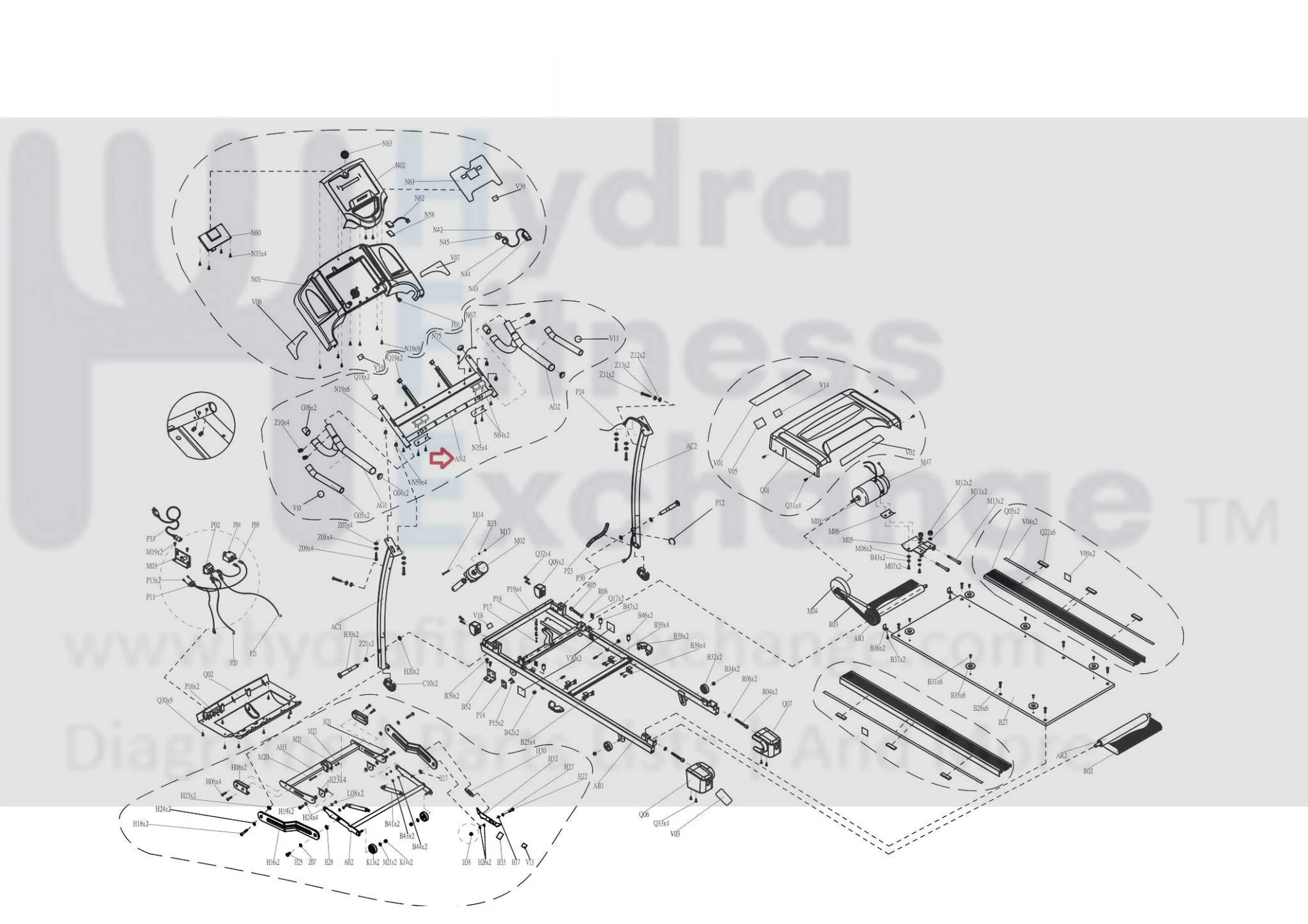 Horizon Fitness TM606 TM606B Treadmill Console Base Frame Set 097775 - Image 2