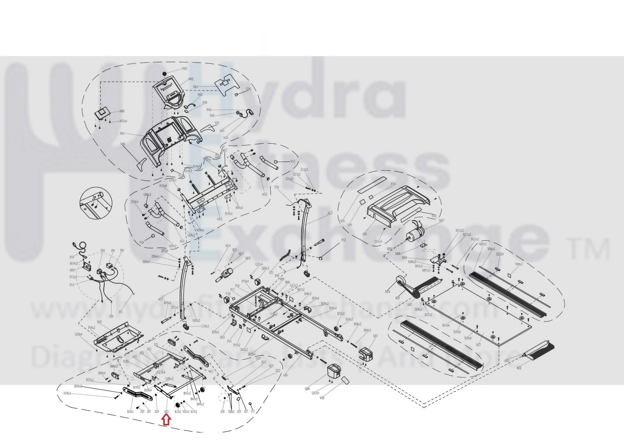 Horizon Fitness TM606 TM606B Treadmill Folding Roller Frame Set 1000093700 - Image 3