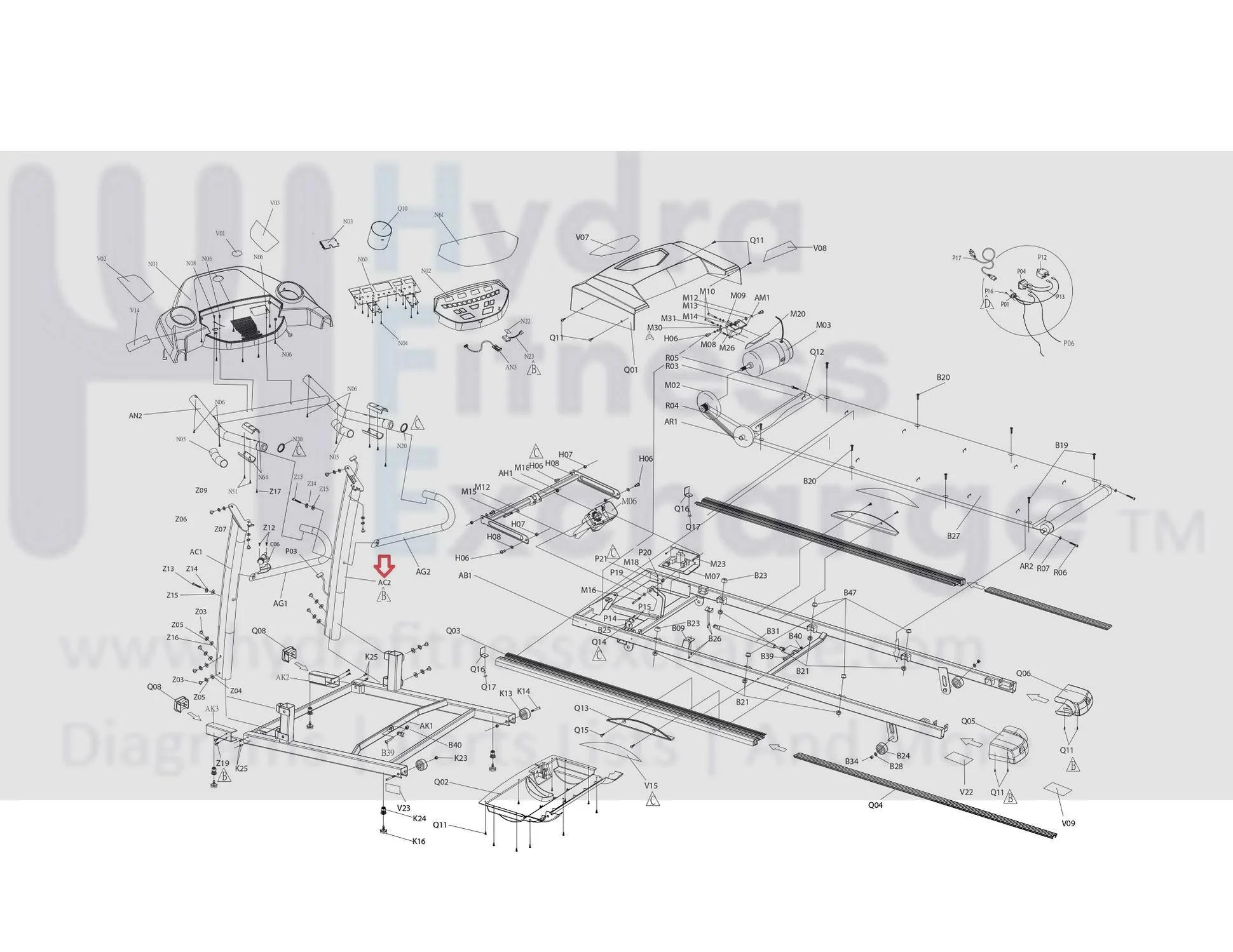 Horizon Fitness TM617 Treadmill Right Console Support Tube Set 1000096341 - Image 2
