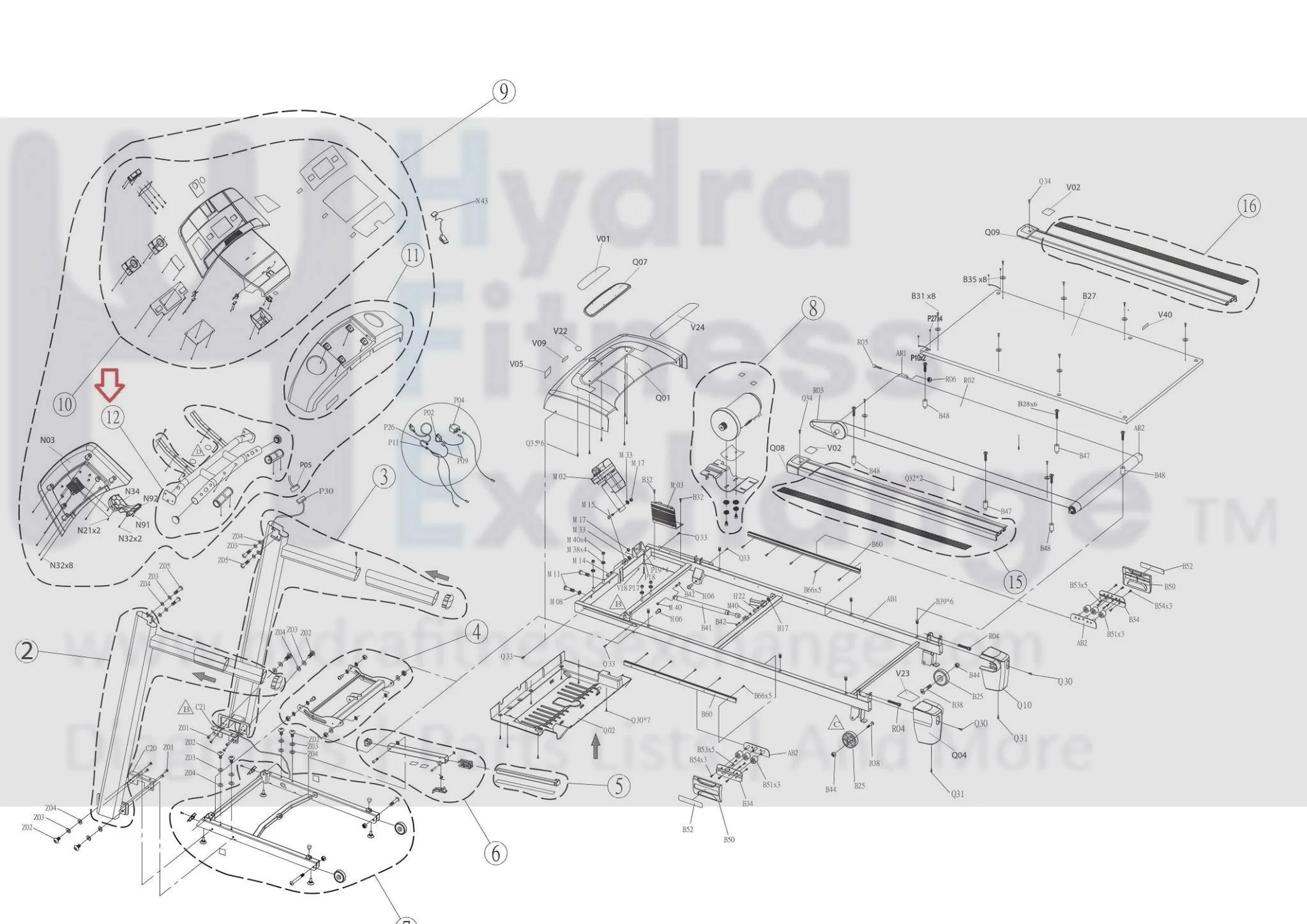 Horizon Fitness TM644 Treadmill Console Base Set Semi Assembly 1000114490 - Image 3