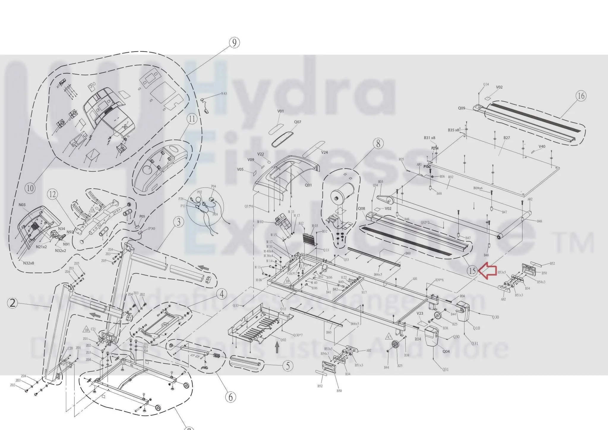 Horizon Fitness TM644 Treadmill Left Side Rail Set Semi Assembly 1000114494 - Image 3