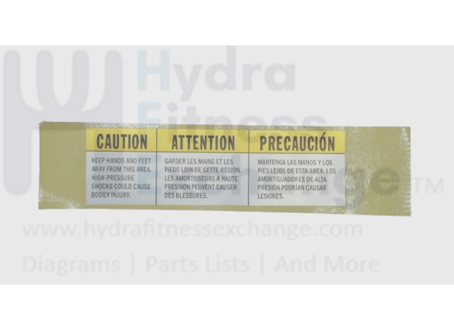Horizon Fitness TM685 Treadmill PET English & French Warning Label 1000300795