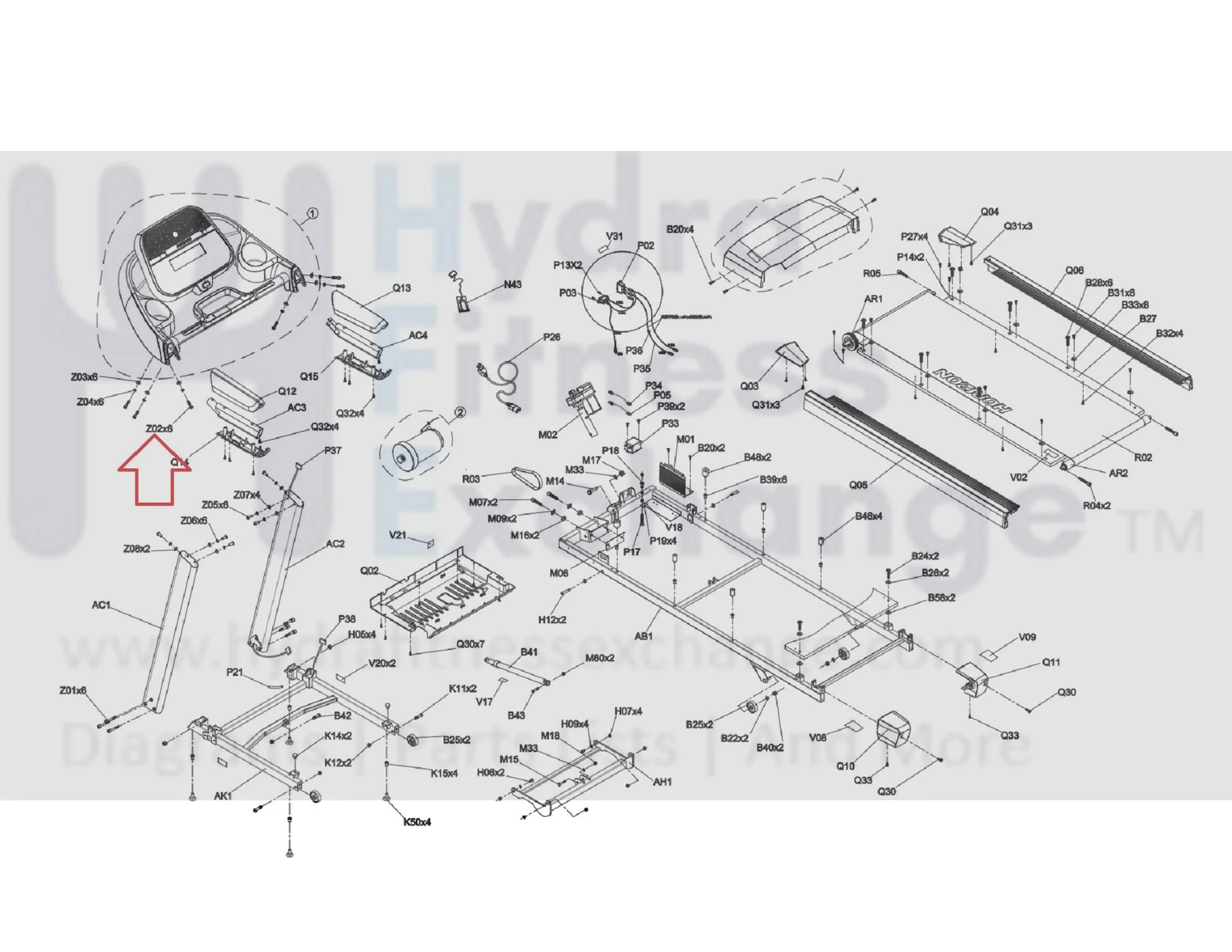 Horizon Fitness TM687 Adventure 5-02 Treadmill Socket Head Screw M6X1.0PX20L 1000096002 - Image 3