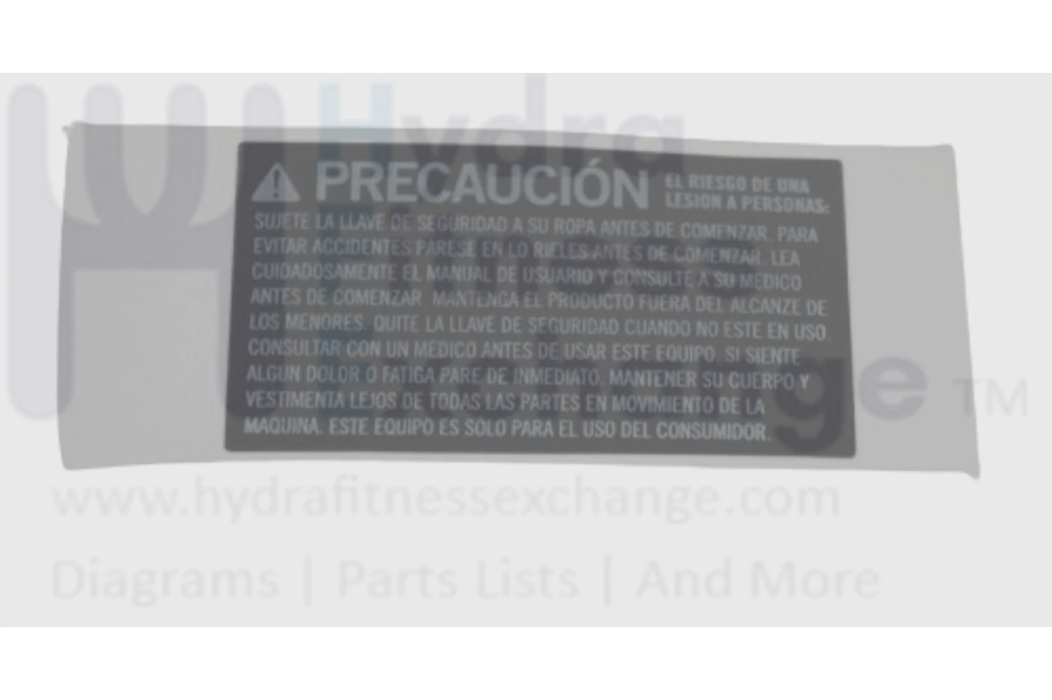 Horizon Fitness Tm688 Adventure 3-02 Treadmill Warning Label White Word 1000217183 - Image 2